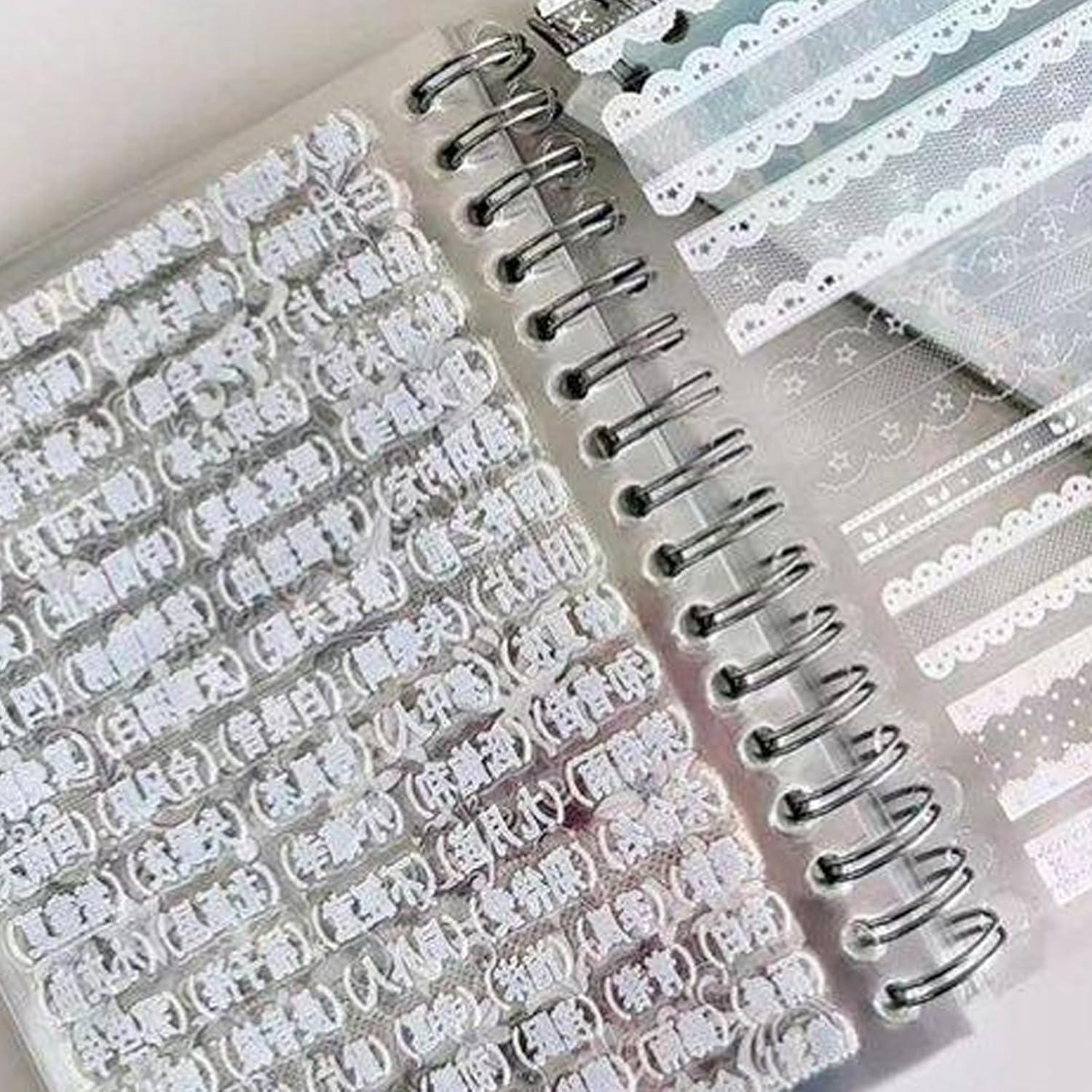 Twin Coil Binding Sticker Book Double Layer Transparent Sticker Book with 32 Sheets for Scrapbooking Journal Decorating Album Transfers