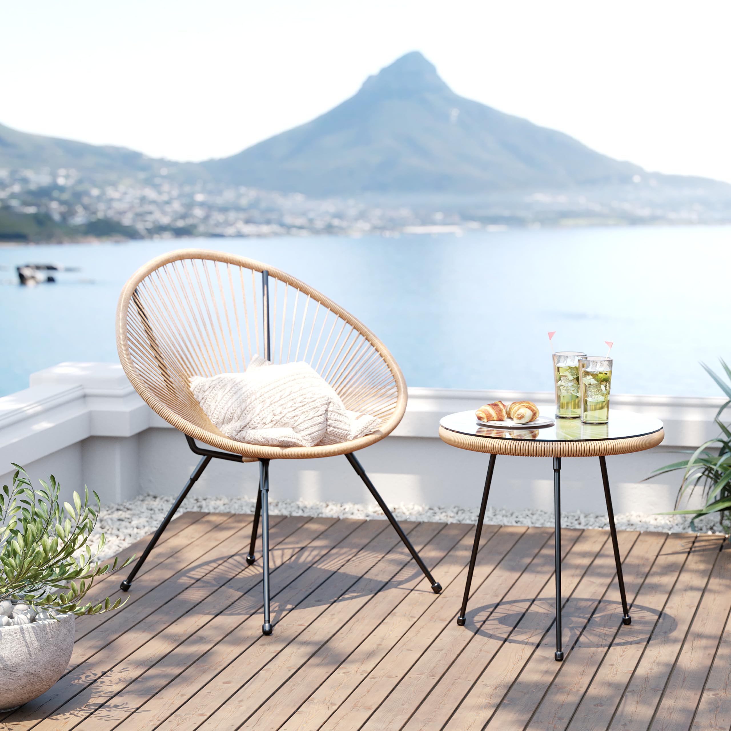 Kare Design Beistelltisch Acapulco, Natur, Indoor Outdoor Retro-Design
