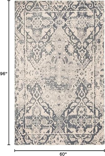 Miniatura 3 de SAFAVIEH Restoration Vintage Collection - Alfombra de área de 5 x 8 pies, carbón y marfil, lana envejecida hecha a mano, ideal para zonas de alto