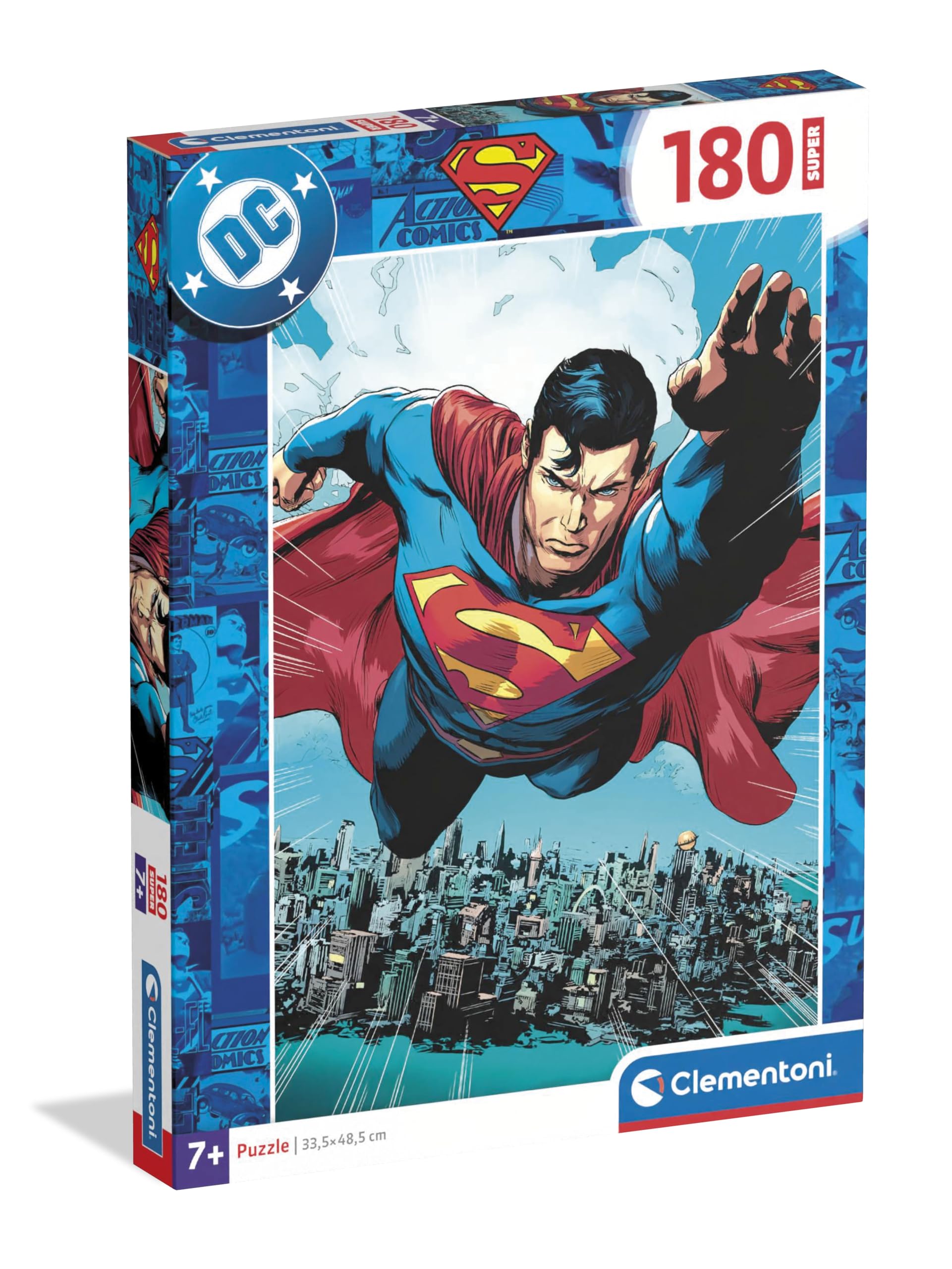 Clementoni Jigsaw Puzzle 180 pieces, Supermand DC Comics, Made in Italy, Puzzle for Kids 7+ years, 29801
