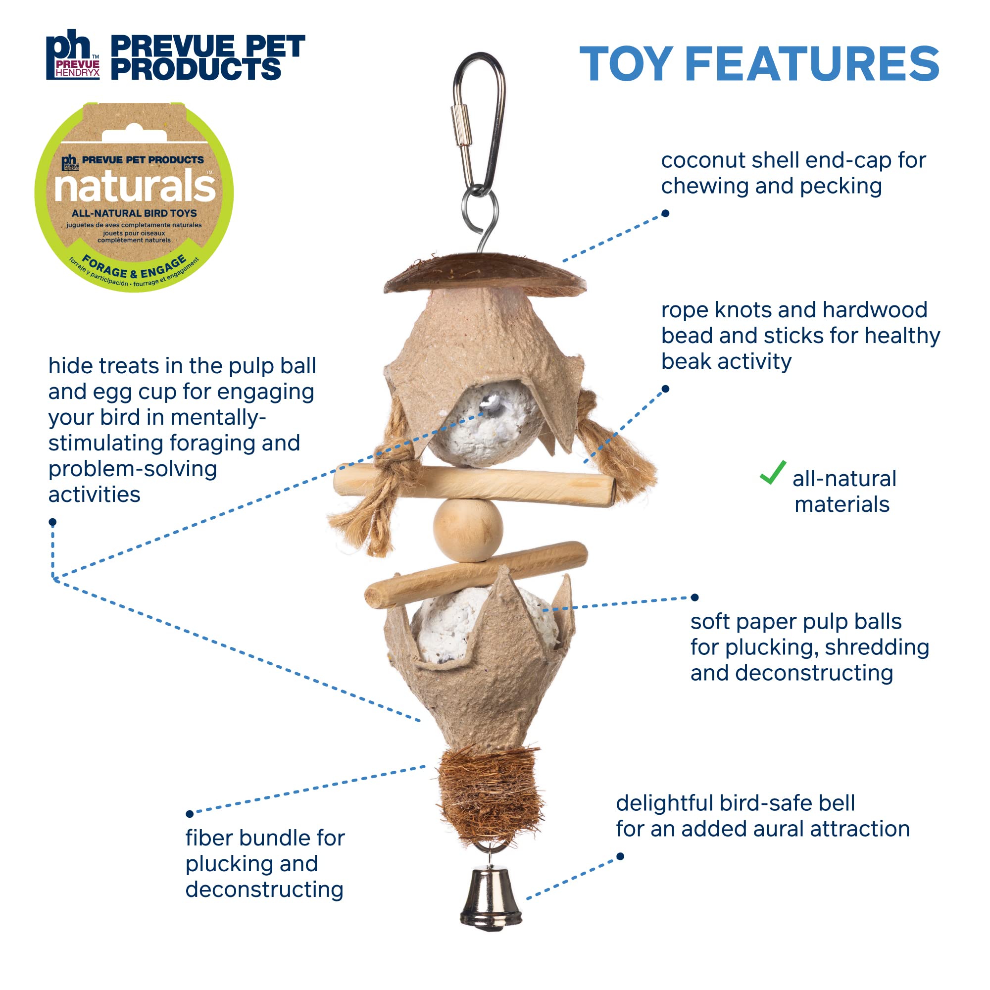 Pervue Pet Products Naturals Forage & Engage Duchess Bird Toy 62555 - image 3