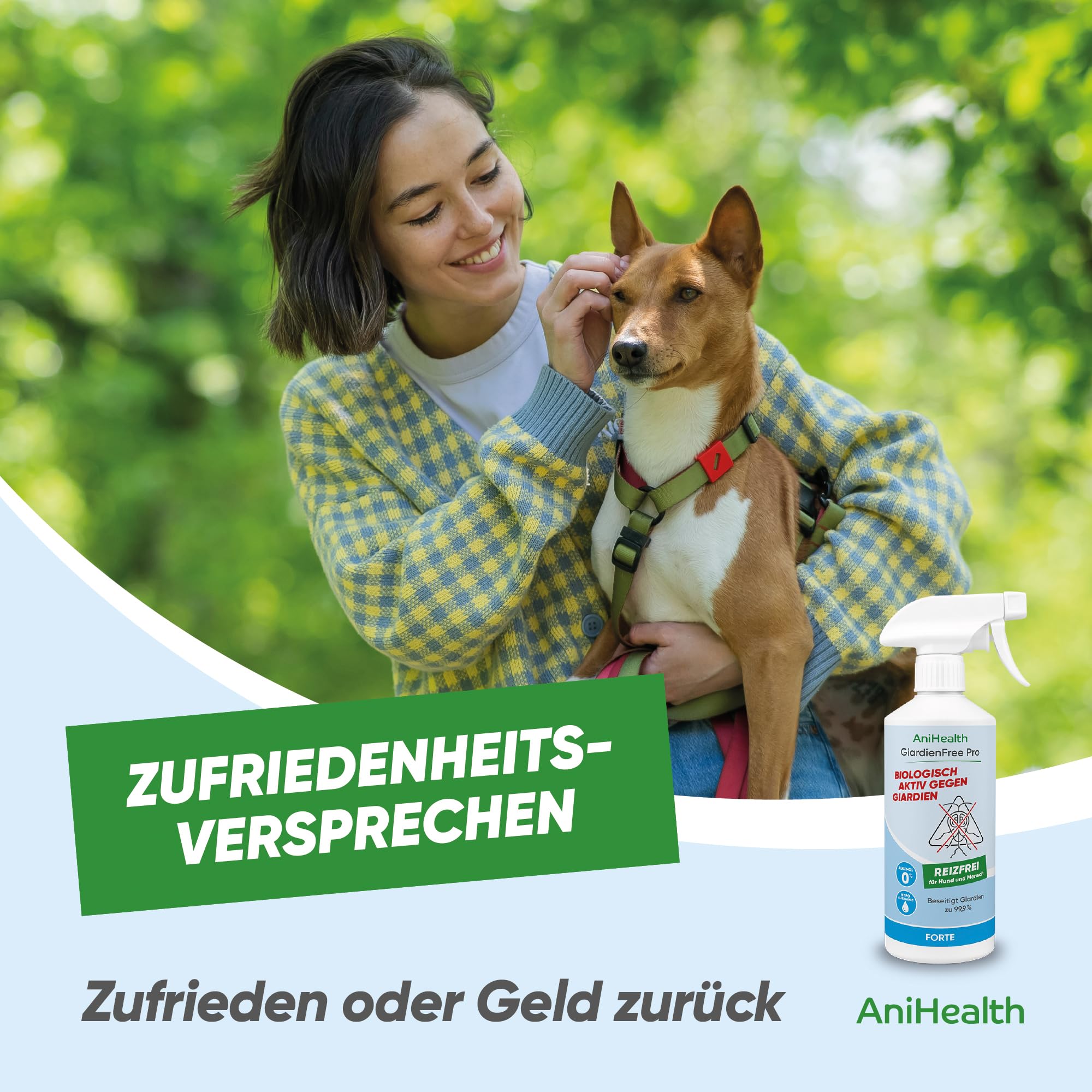 Giardien Hygiene-Spray Hund | tötet 99,9% Giardien + Zysten bei der ersten Anwendung auf Flächen, Gegenständen, Körperstellen | R E I Z F R E I durch Bioseptika HOCl – GiardienFree Pro 500ml