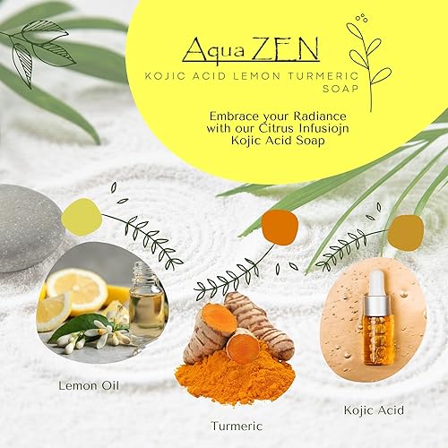 Miniatura 4 de Jabón de ácido kójico, barra iluminadora de limón y cúrcuma con cúrcuma, aceite de limón, vitamina C+E y retinol  (2) barras de 3.5 onzas EA + red