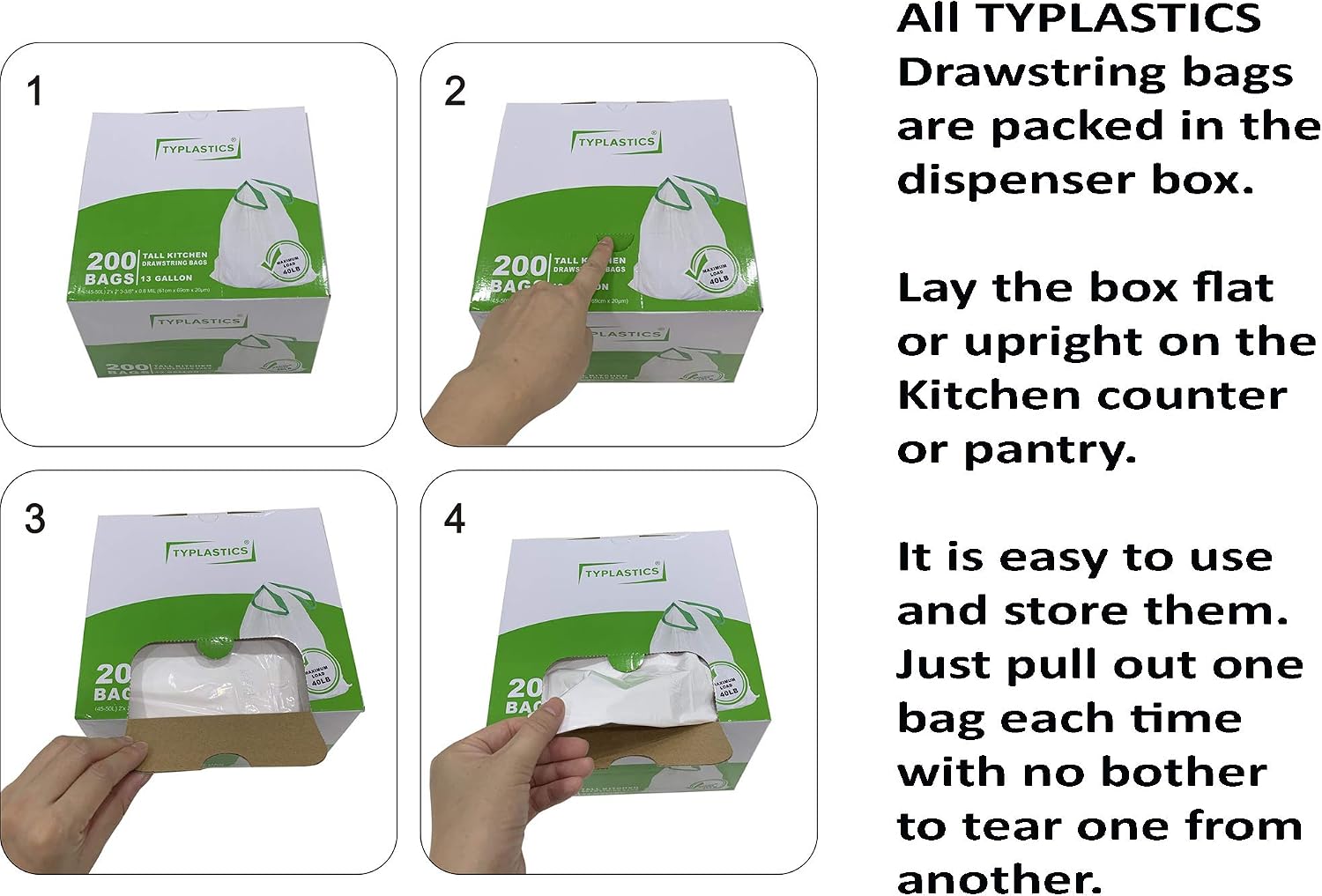 TYPLASTICS 30 Gallon Drawstring Trash Bags - Multipurpose Indoor Outdoor Large Garbage Bag