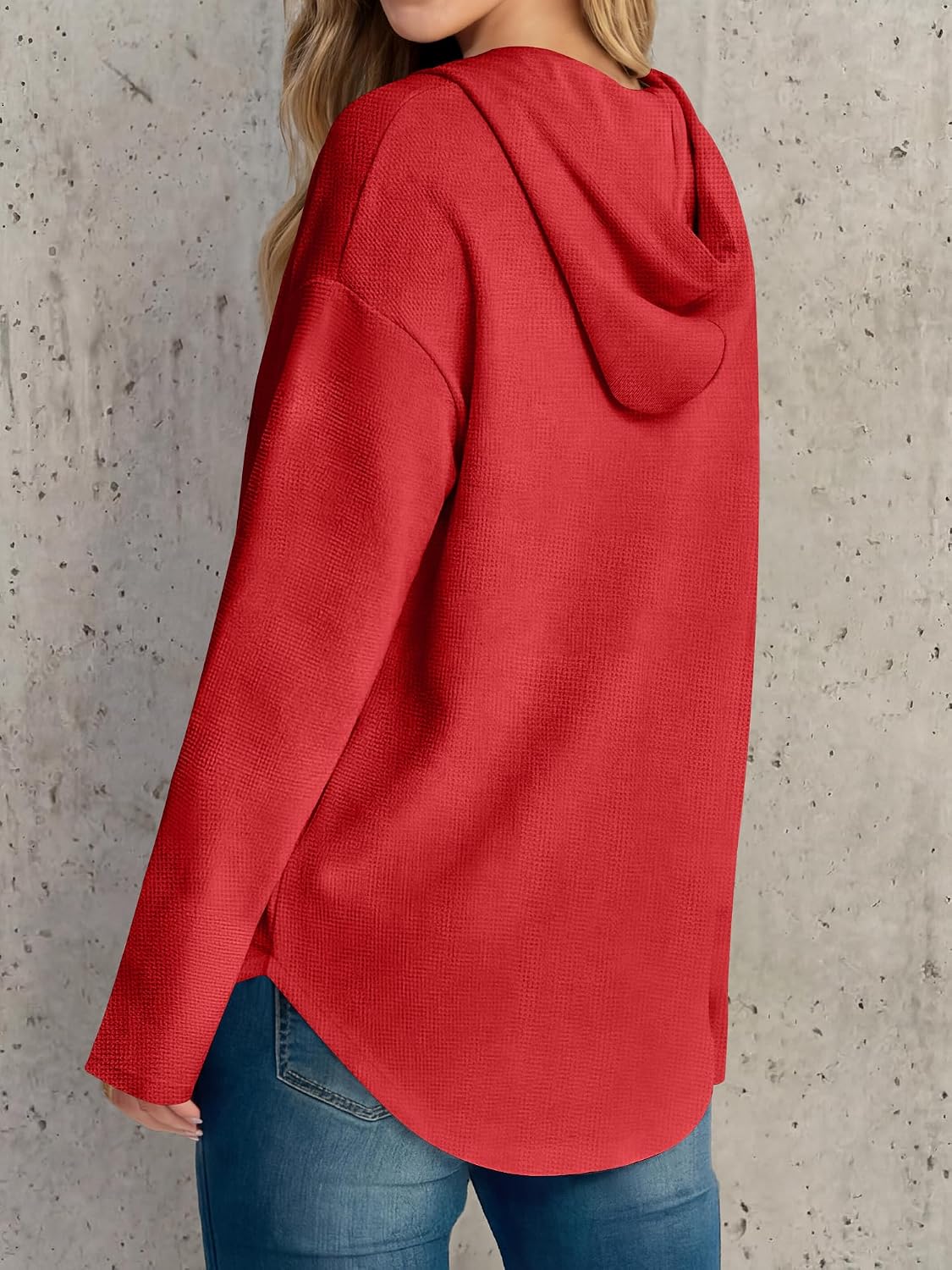 ANRABESS Waffle Knit Hoodies for Women Lightweight Sweatshirt image 5