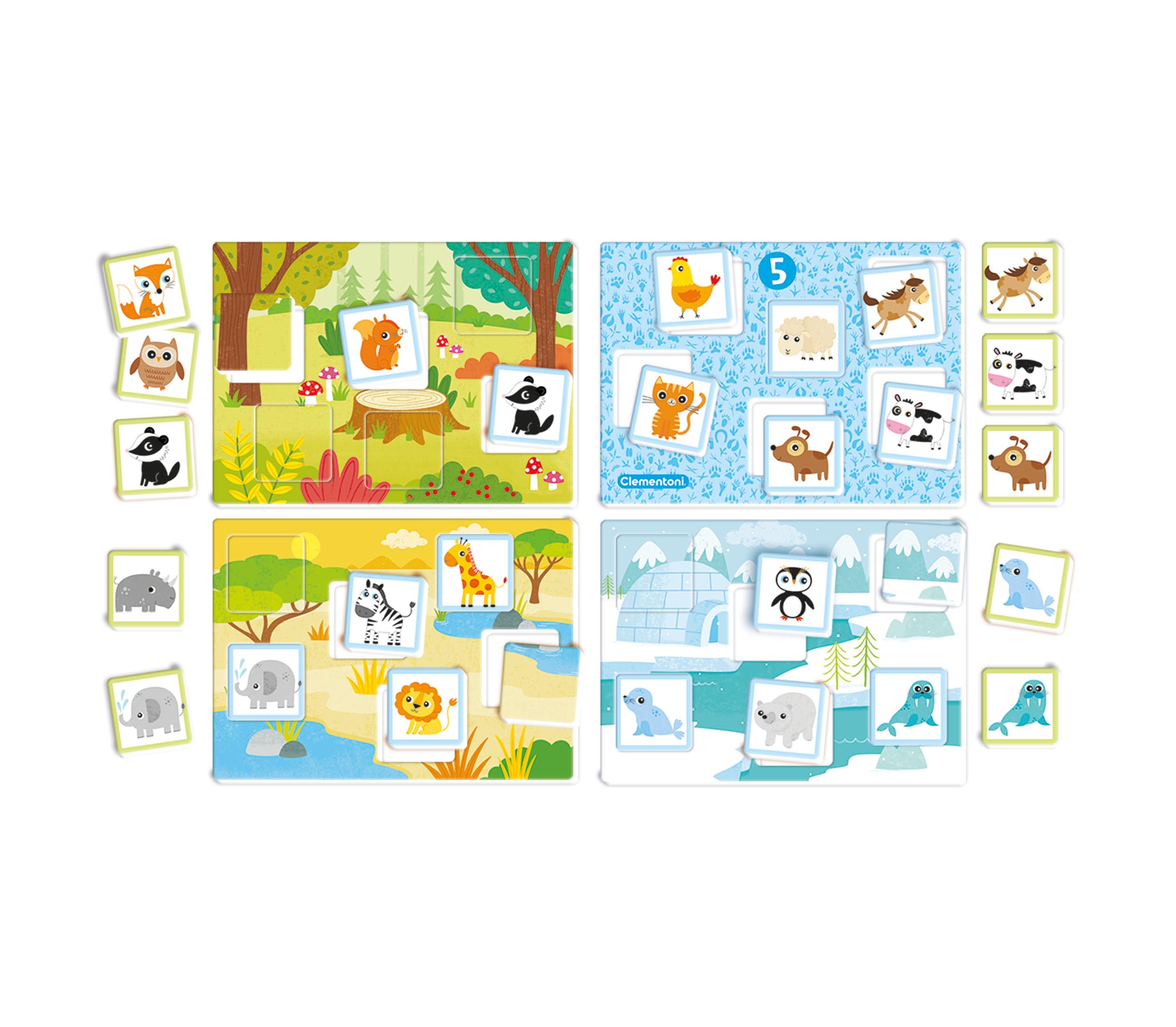 Clementoni Sapientino - Tombola degli Animali, Gioco Educativo 4-6 Anni con 60 Tessere Illustrate, Flashcards per Stimolare Osservazione e Memoria, Made in Italy, Lingua Italiana, 16842