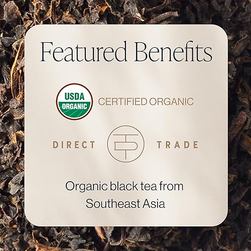 Vista 2 de Rishi Tea English Breakfast Tea - Té negro puro orgánico de hojas sueltas, energizante y con cafeína, ideal para té caliente o helado, 16 onzas, más