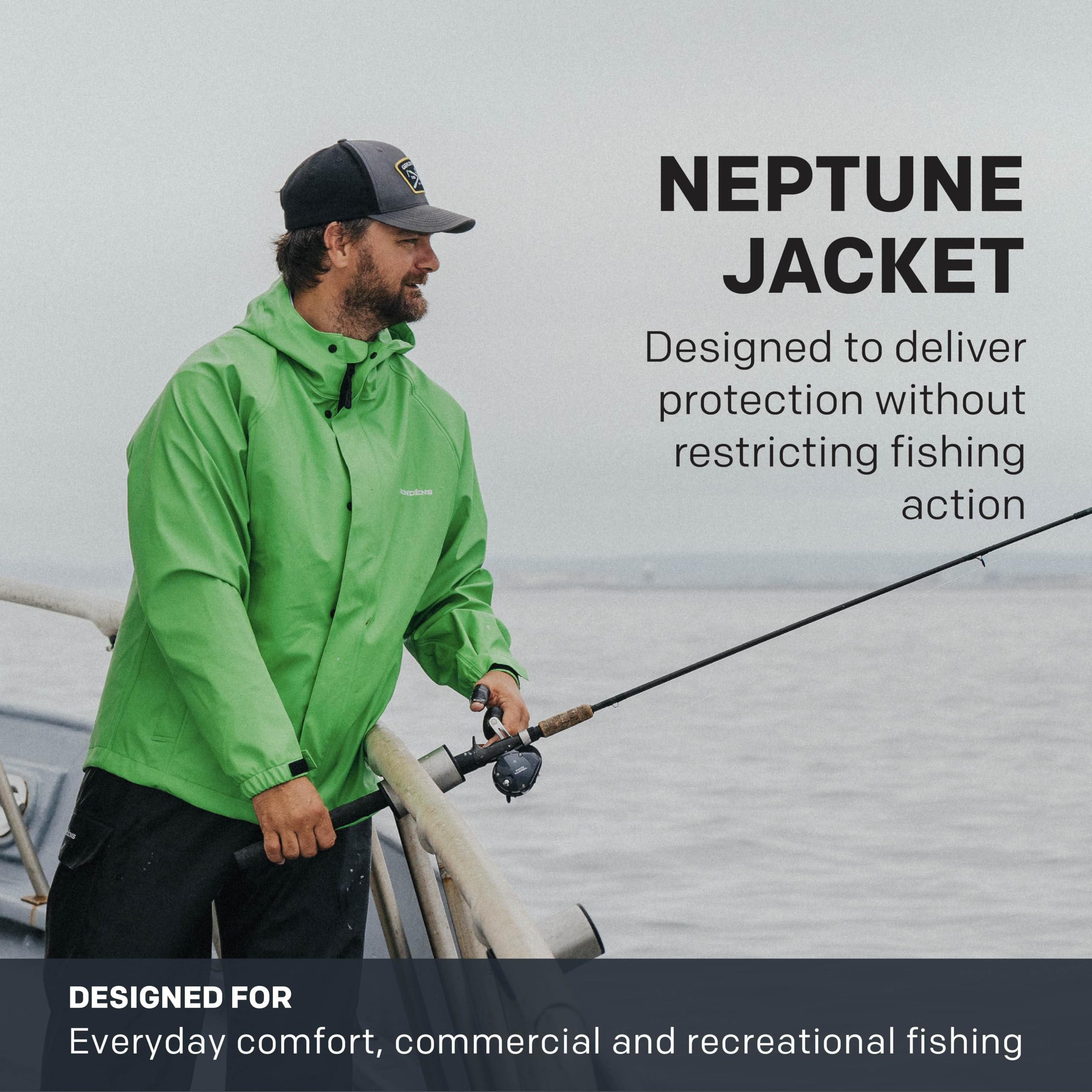 Grundens Neptune Commercial - Chaqueta de pesca para hombre, impermeable, ajustable