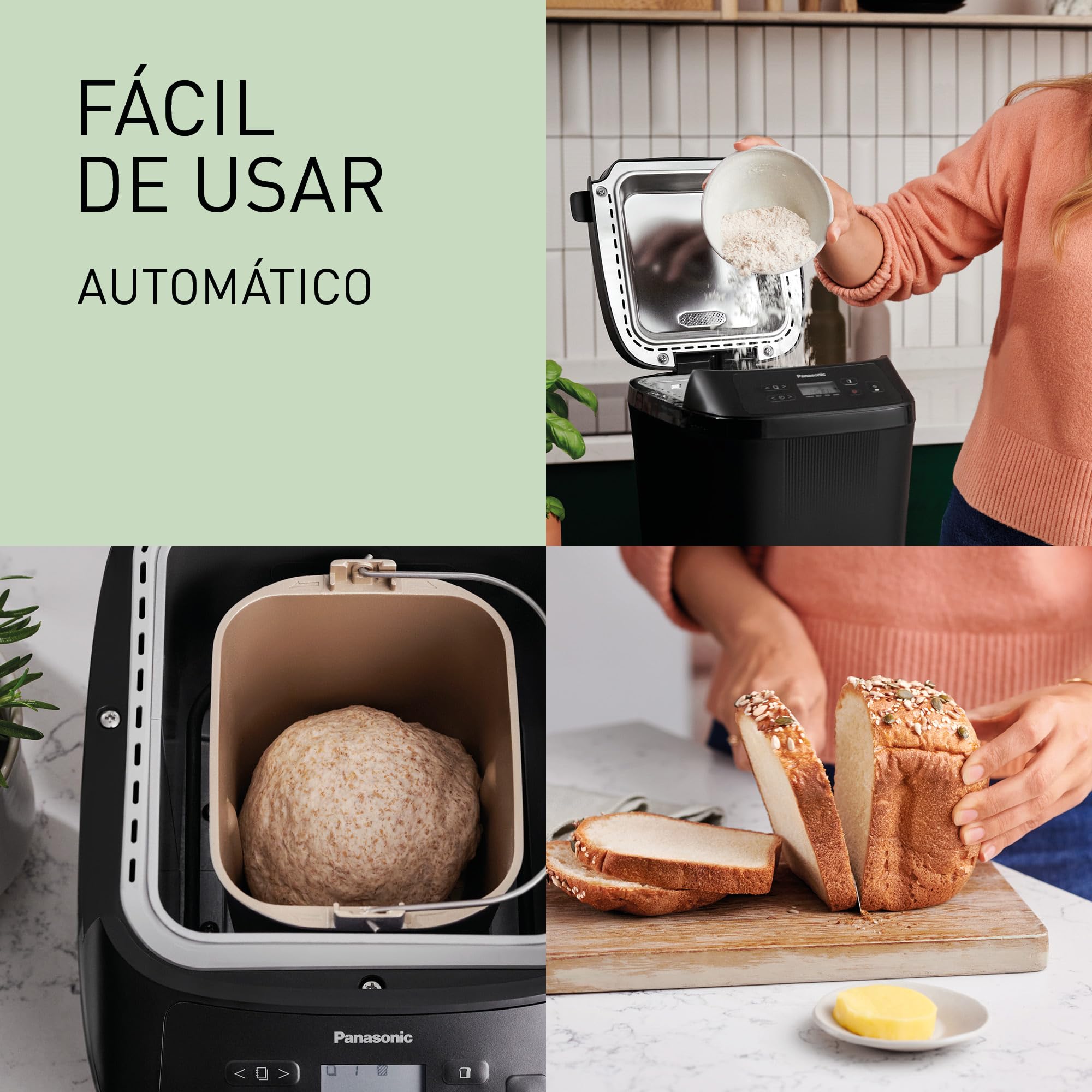 Panasonic SD-PN100KXE Mini Panificadora Automática para Hogares Pequeños, 4 Programas Sin Gluten, Diseño Compacto, 18 Programas Automáticos, Pantalla LCD, Pan Pequeño 200 o 400g, Negro