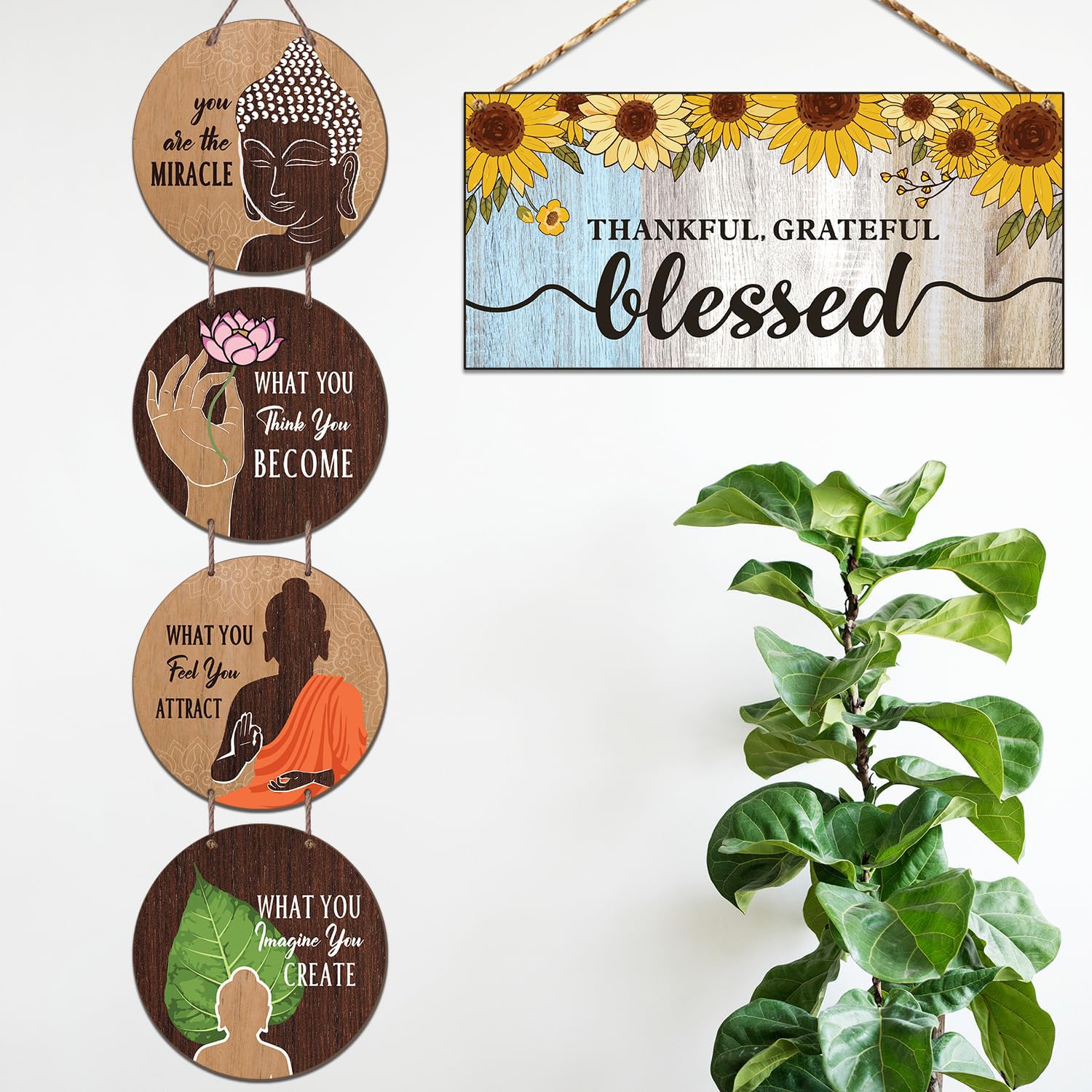 Chaka Chaundh – Set of 2 - Buddha quotes wall hanging items - Buddha quote sign for home & office - inspirational Motivational Gautam buddha quotes plaque (B0CR7C4TLV) Amazon Price History, Amazon Price Tracker