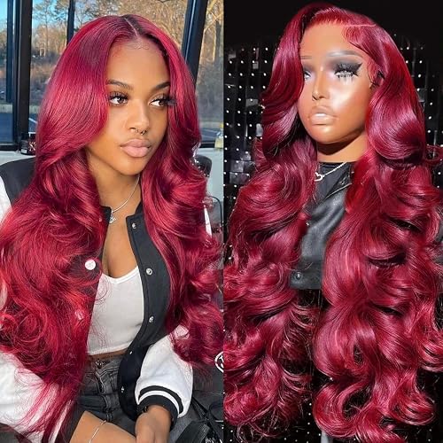 250% Density 20 Inch Burgundy Wig Human Hair Pre Plucked 13x6 HD Transparent 99j Lace Frontal Human Hair for Women,100% Real Human Hair No Synthetic Blend No Tangle No Shedding Triple Lifespan 3X - 250% burgundy - 20 Inch