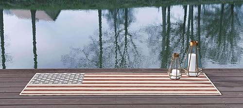 Miniatura 3 de Unique Loom Outdoor Collection Area Rug (2' x 8' Runner, Red Blue)