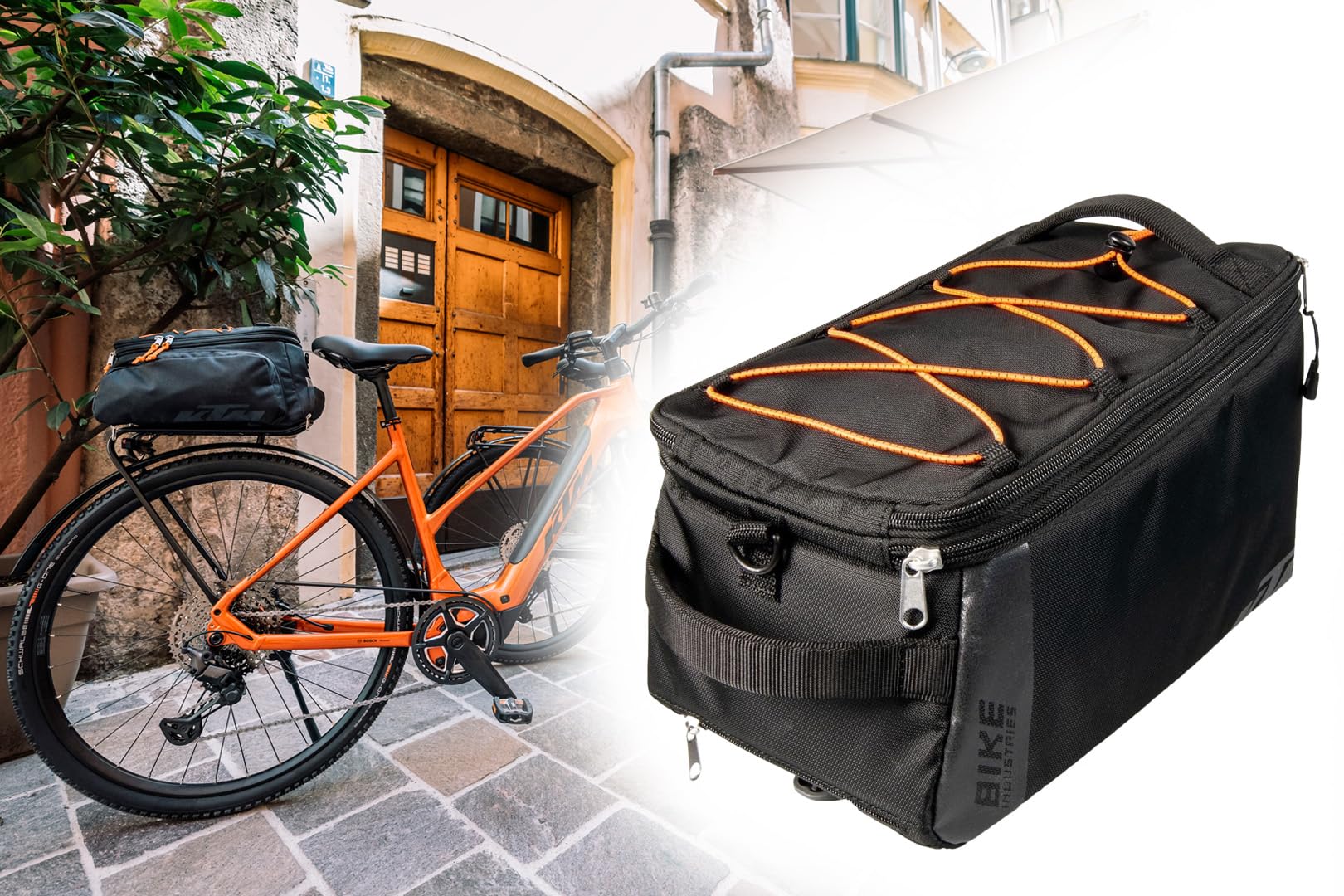 BISOMO Fahrradtasche Gepäckträger KTM 14L Snap-IT 2.0 Adapter, Fahrrad Gepäckträgertasche Sport Trunk Bag, Racktime, 34 x 19 x 27cm, mit Schultergurt Sport & Freizeit