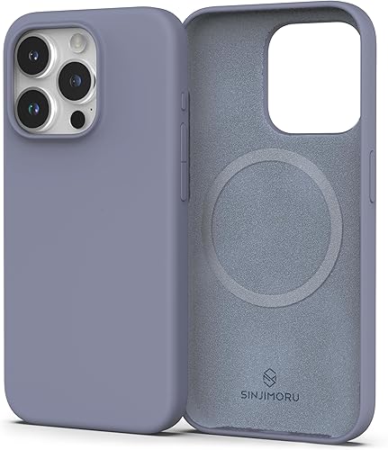 Sinjimoru Funda magnética de silicona para iPhone 15 Pro Max, antipolvo y compatible con Magsafe, funda de silicona para iPhone 15 Pro Max para