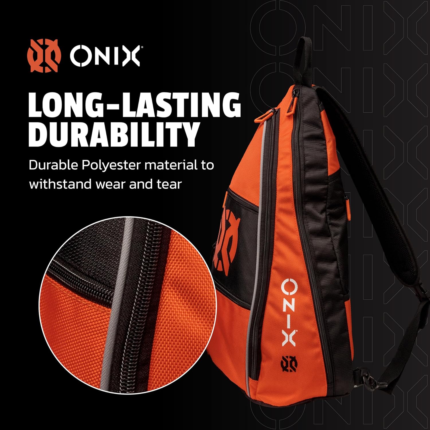 ONIX Pickleball Pro Team Sling Bag — Orange and Black with Adjustable Strap, Durable Construction, and Spacious Storage for All Your Pickleball Gear
