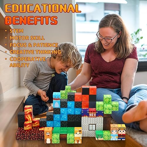 Miniatura 4 de Dinosaur Magnetic Blocks,Dino Volcano World Magnet Building Toys, Sensory Montessori Toys for STEM Learning, Toddler Gift for Boys & Girls Age 3-4