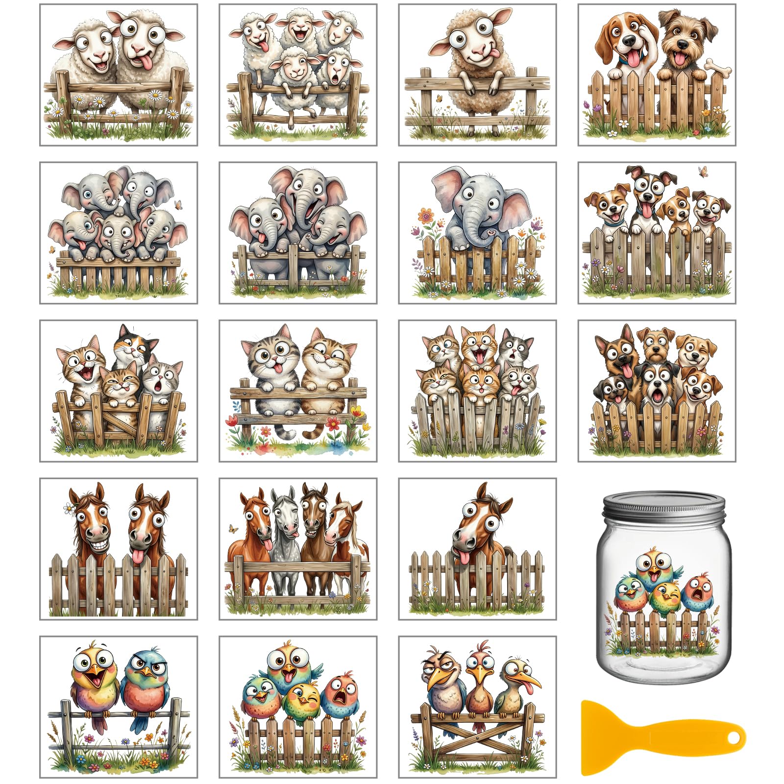 Pegatinas animales para manualidades GLOBLELAND rub on transfers para jarrón y botellas