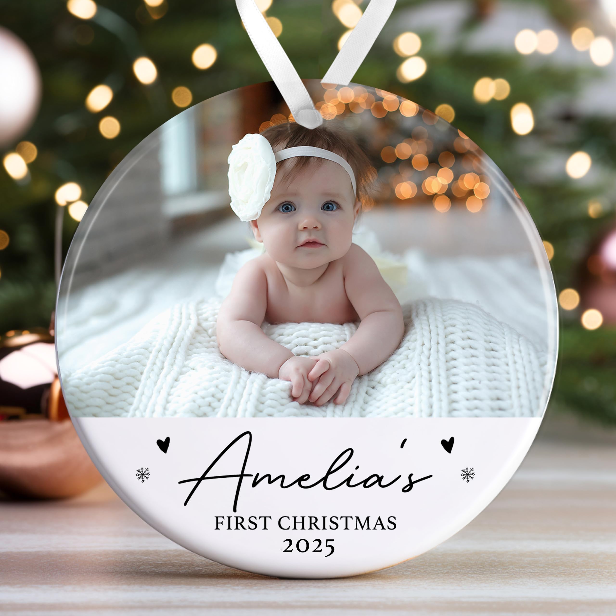 Personalised Babys First Christmas Bauble | Babys 1st Christmas Bauble | Baby’s 1st Christmas Gift | Custom Baby’s 1st Christmas Decoration 2025 (Photo Upload)
