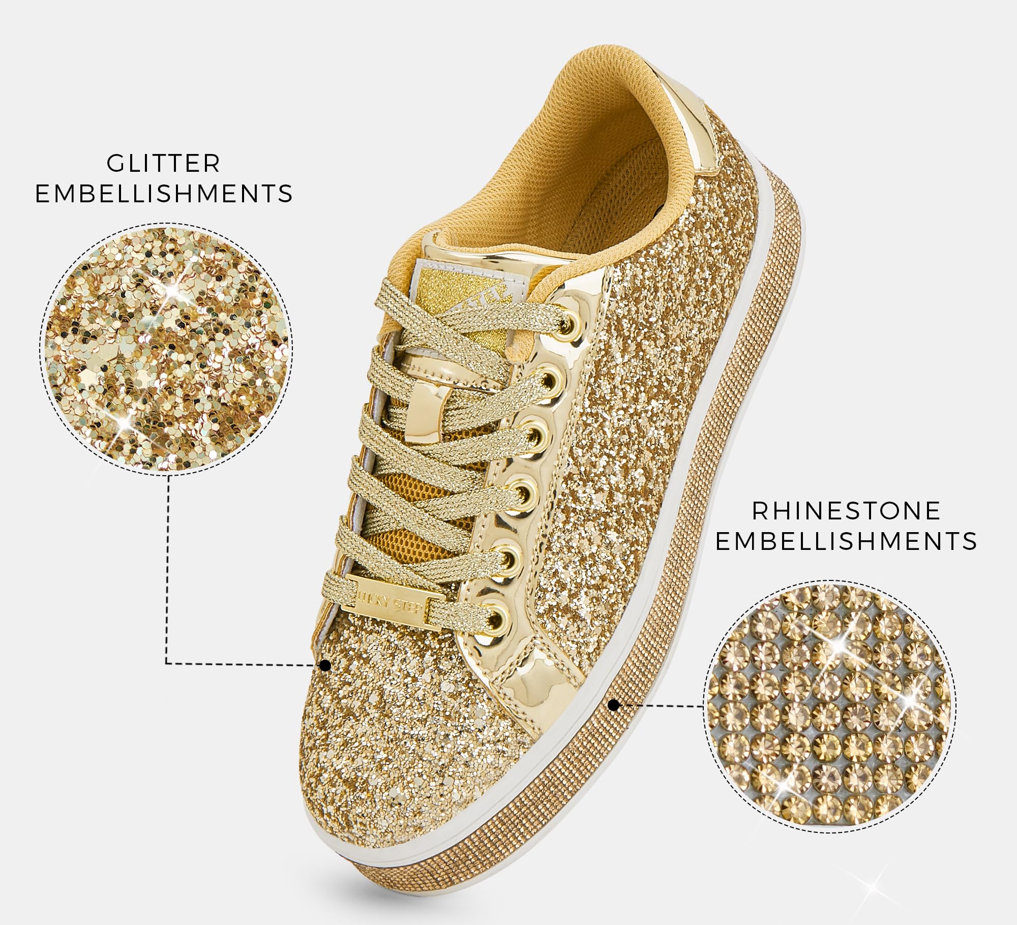 LUCKY STEP Scarpe da Ginnastica con Plateau Glitter per Donna per Matrimonio e Passeggio