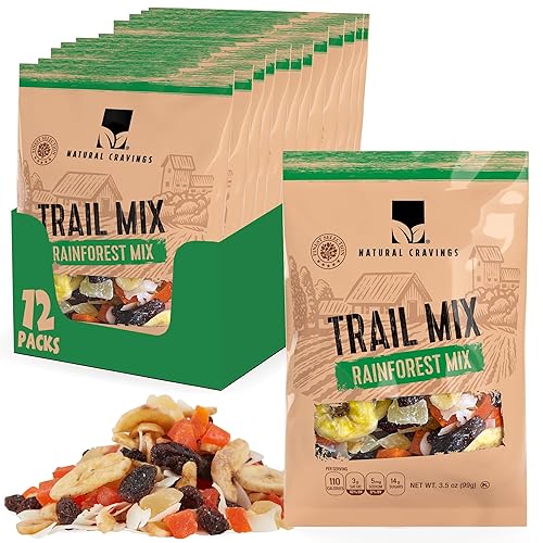 Natural Cravings Mezcla de frutas secas y frutos secos Trail Mix con chispas de chocolate, maní, arándanos, pasas, nueces, frutas tropicales