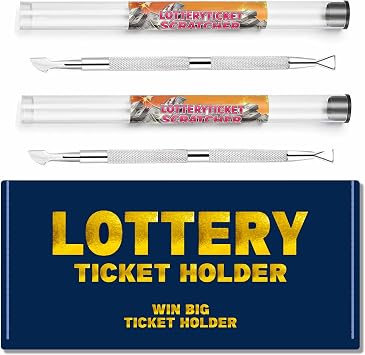 Lottery Ticket Scratcher Tool, Scratch Off Stickers Lotto Scratcher Tool, Lottery Scratcher Tool, Back Scratcher Metal Scraper Tool, 2 Lottery Ticket Scratcher Tools + 1 Lottery Ticket Holder