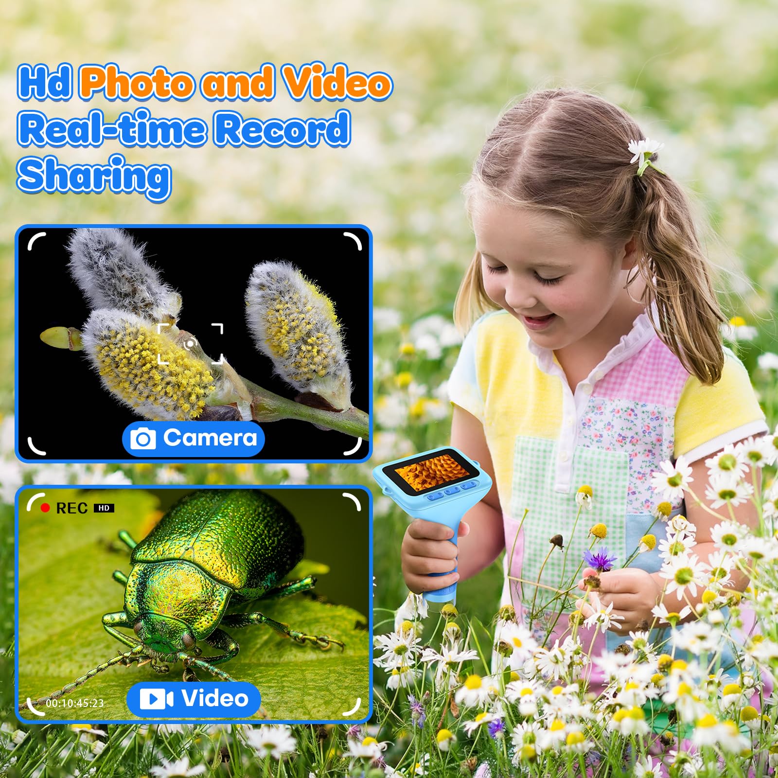 Microscopio Digitale Portatile Bambini: Schermo da 3,0" 1000X Ricaricabile Microscopio Portatile - 5 Lamine Vetro Lab per Bambini Esploratori 6-12 Anni, Viaggio Scienza Casa