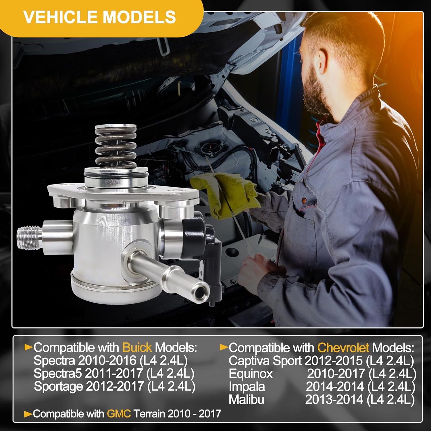 High Pressure Mechanical Fuel Pump EP1028 Compatible with Chevy Equinox, Malibu, Impala, Captiva, Orlando, GMC Terrain, Buick Lacrosse, Verano, Regal, 2010-2017 Replace # 12639694, HM10008, 12641847