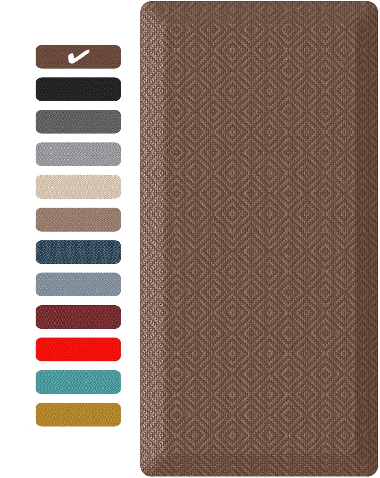 Ophanie Kitchen mats for Floor, 3/4 inch Thick, Kitchen Rugs, 20x39 Anti Fatigue Standing Cushioned Mat, Waterproof,Comfort Ergonomic mat for Office, Home, Sink, Brown Non-Slip Bottom