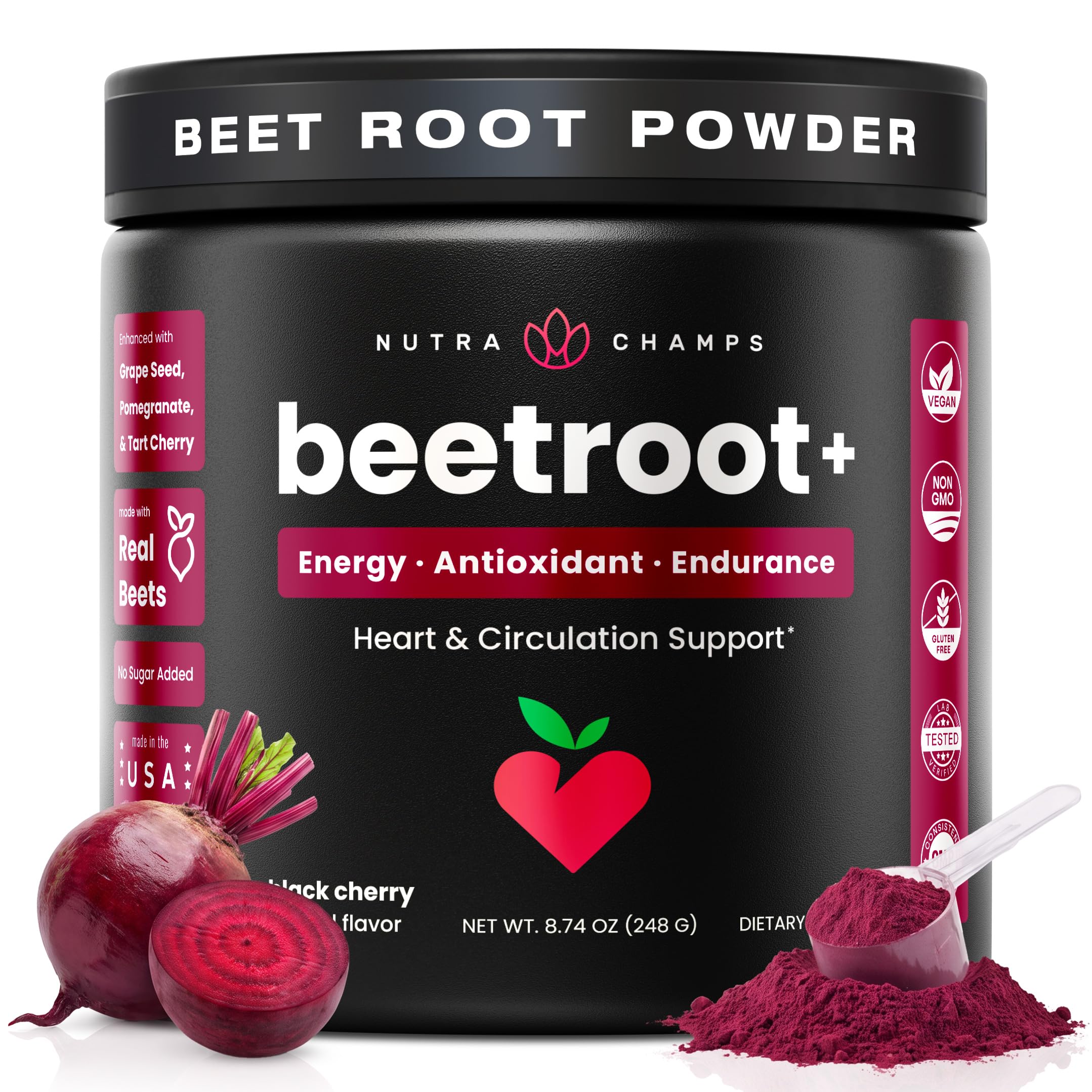 Nutrachamps Beet Root Powder - Circulation Supplement - Beetroot Juice