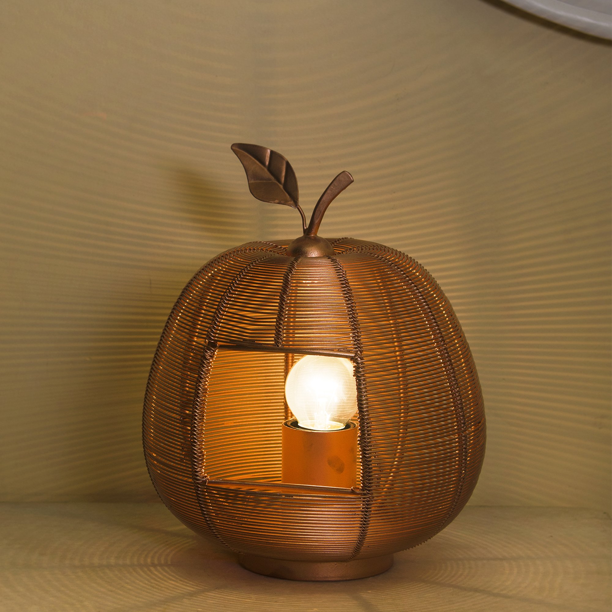 Homesake® Copper Apple Contemporary Table Lamp, Modern LED/Filament Bulb Lamp, Rose Gold-image-3