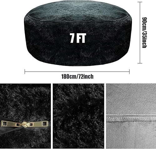 Miniatura 3 de Funda para puf gigante de 7 pies, (sin relleno, solo funda), ultra suave, para adultos, grande, redondo, suave, esponjoso, sintético, funda para