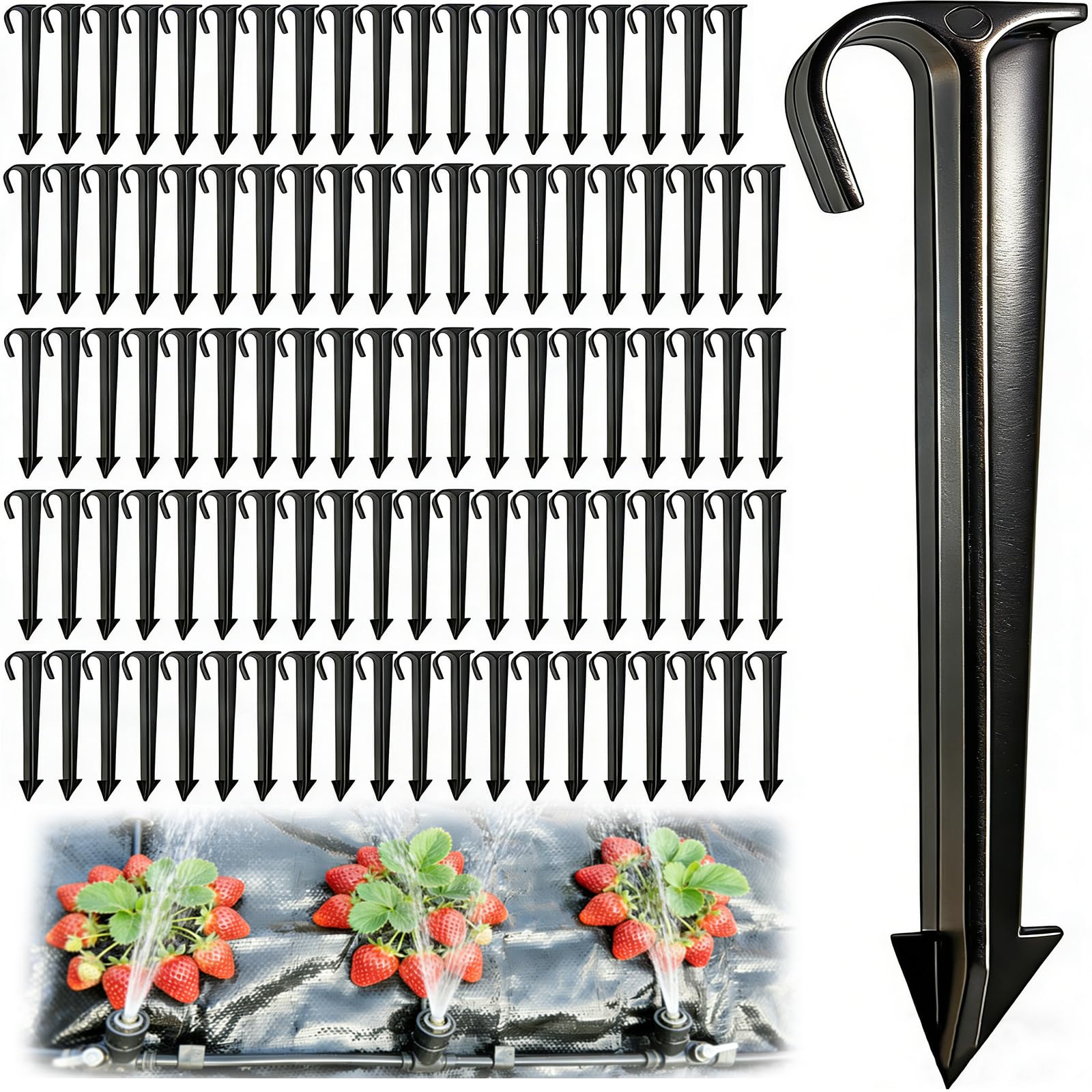 100PCS Plastic Ground Securing Barbed Pegs Suitable for 12mm Diameter Pipes,Irrigation Drip Support Stakes for Drip Line Garden Hose Micro-Drip System Pipe Landscaping Barbed Soaker Hose Weeping Pipe