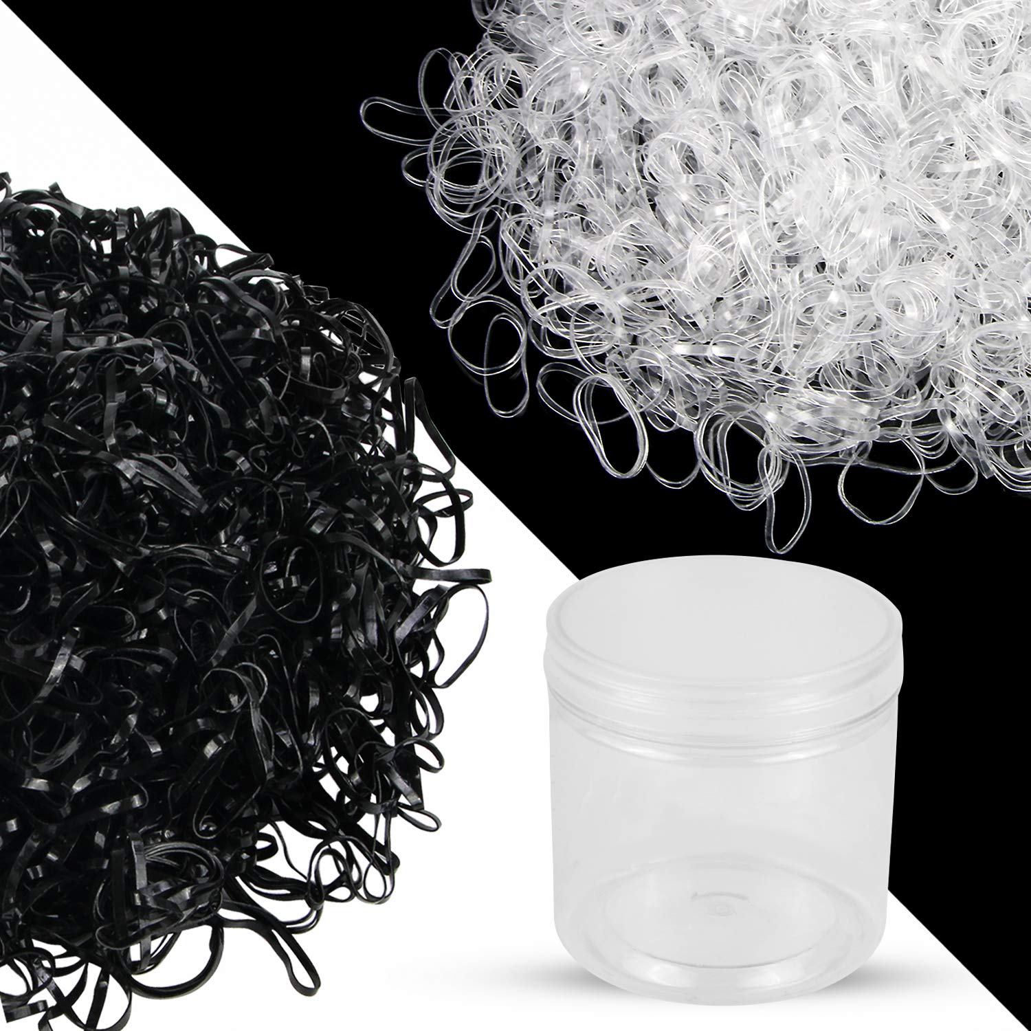 Pack of 2000 Black and Clear Elastic Hair Bands for Girls Mini Soft Rubber Bands for Women