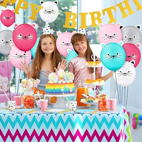 Miniatura 6 de 50 globos de gato de 12 pulgadas para fiesta, de látex, gatito, para fiesta de cumpleaños con orejas, globos para niños, suministros para niñas, 5