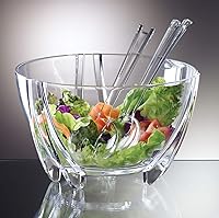 Vista 3 de Prodyne Acrylic Salad Bowl with Servers, Clear,6 quarts