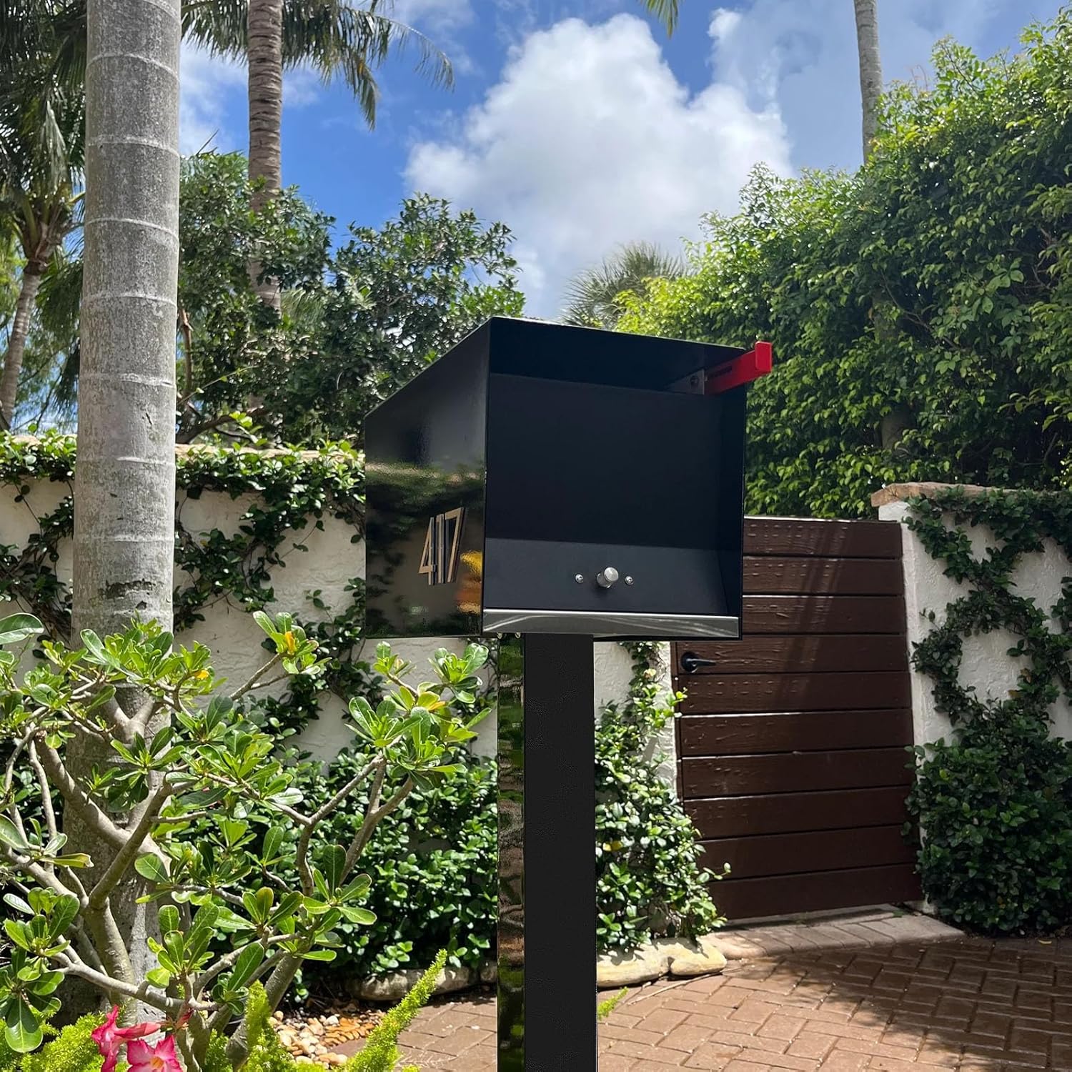 51" Mailbox Post Mount for Outside,Universal In-Ground Mounting Metal Mail Box Post for Most Post-Mount Mailboxes, 51 x 4 x 4 inch Outdoor Mailbox Post for Curbside Residential Mail Box