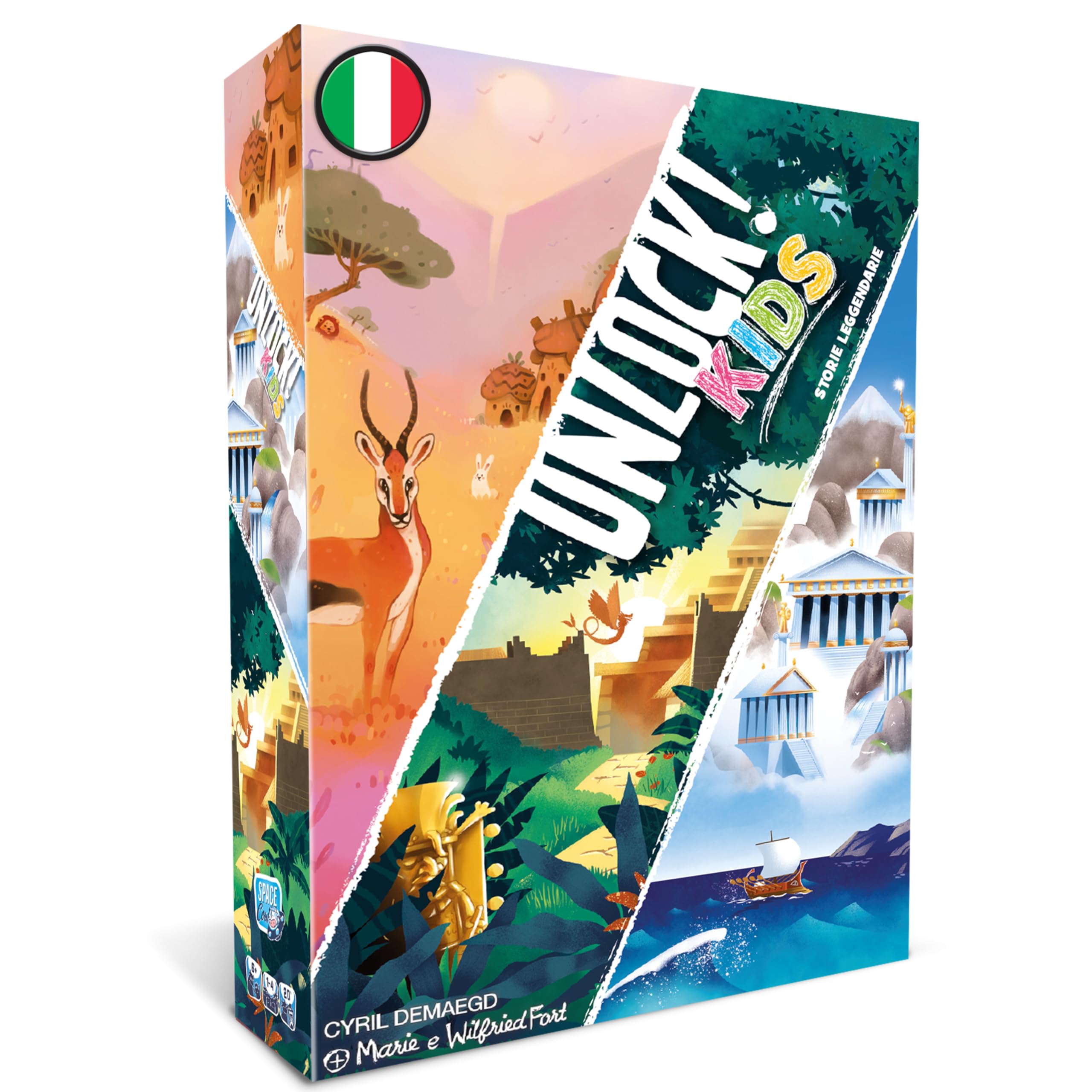 Asmodee - Unlock! Kids - Legendary Stories - Italian Edition Table Escape Room, 6+ Years, 1-4 Players