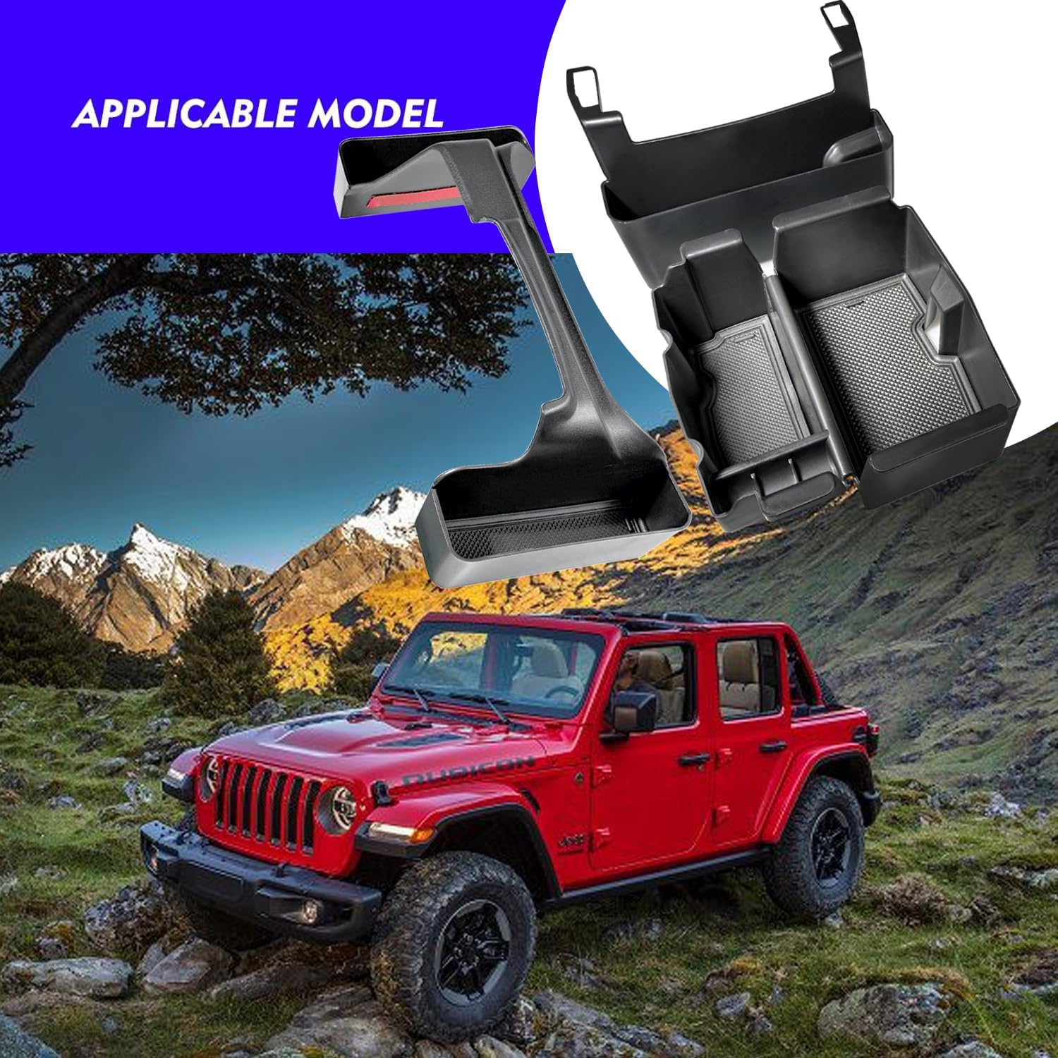 3PCS 2024 2025 Gladiator Wrangler JL Jeep Center Console Organizer for 2018-2020 2021 2022 2023 2024 202 5 Jeep Wrangler JL JLU 2020-2025 Gladiator Accessories Jeep Console Organizer (Not for JK/JKU)