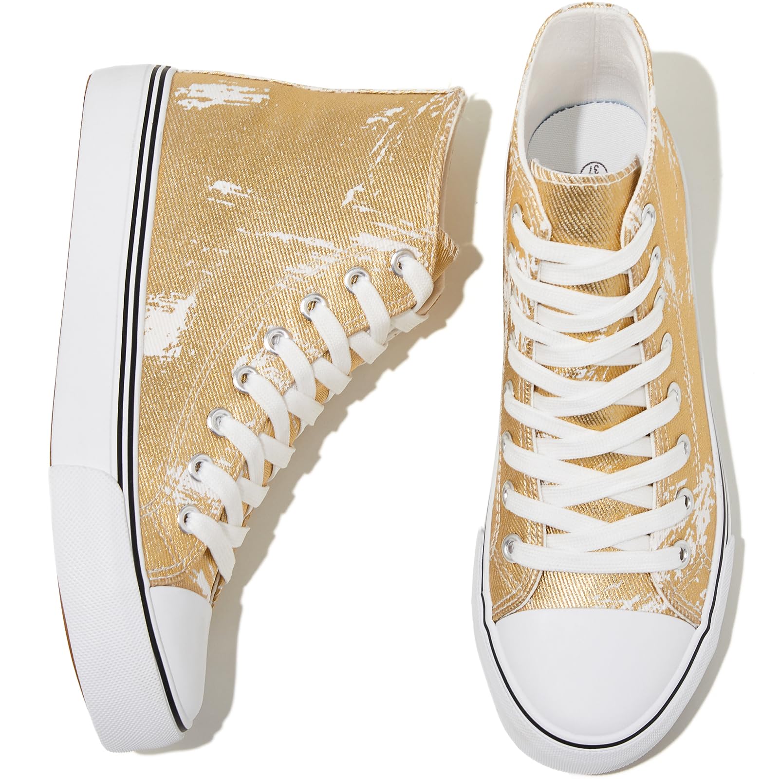 kufeiti Women's High Top Canvas Sneakers Casual Walking Shoes | embroidered,breathable canvas upper,lace up high top,non slip,easy match