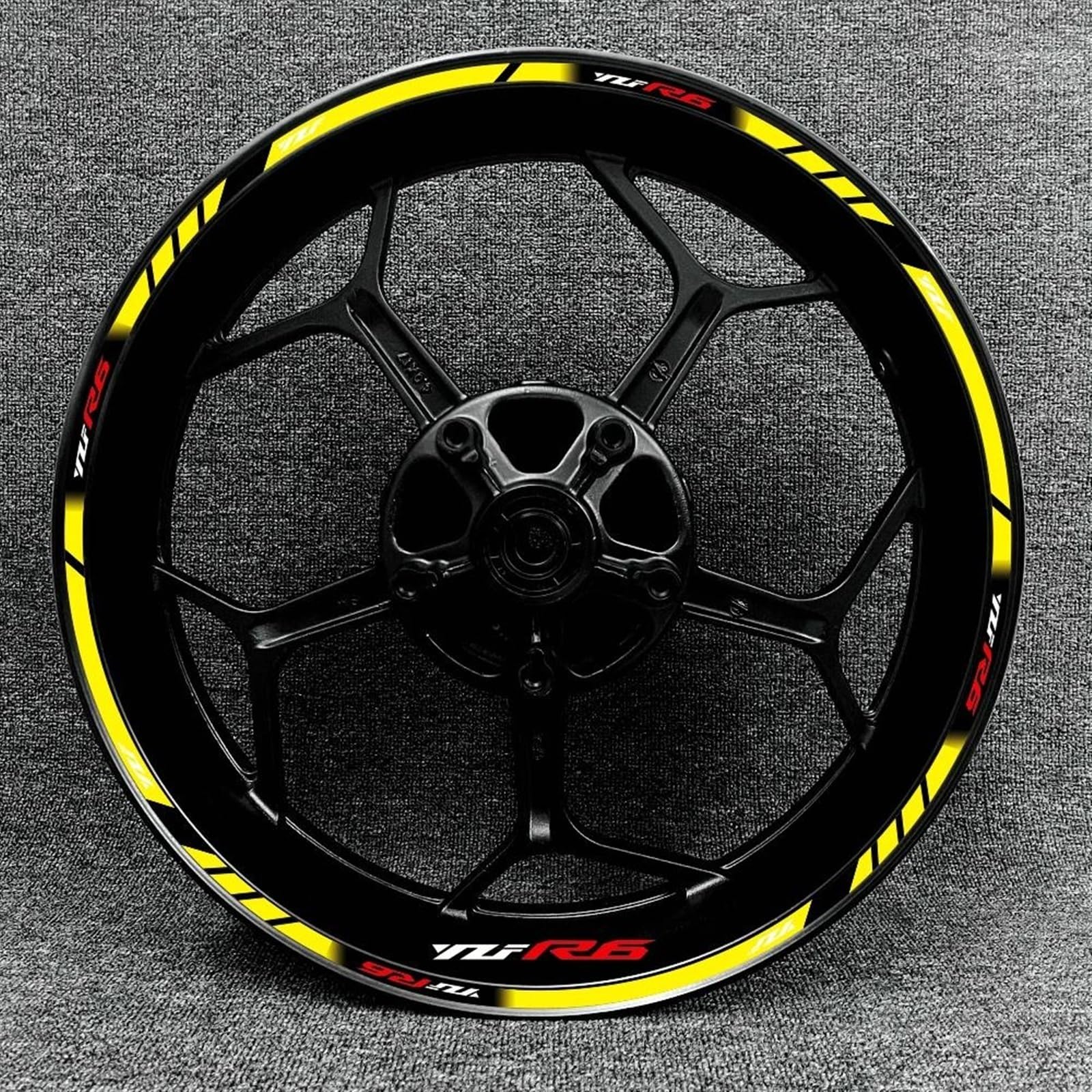 Motorcycle Reflective Wheel Rim Stripe Sticker Front Rear Full Set Decal for Yamaha YZF-R6 Decorative(Color23)