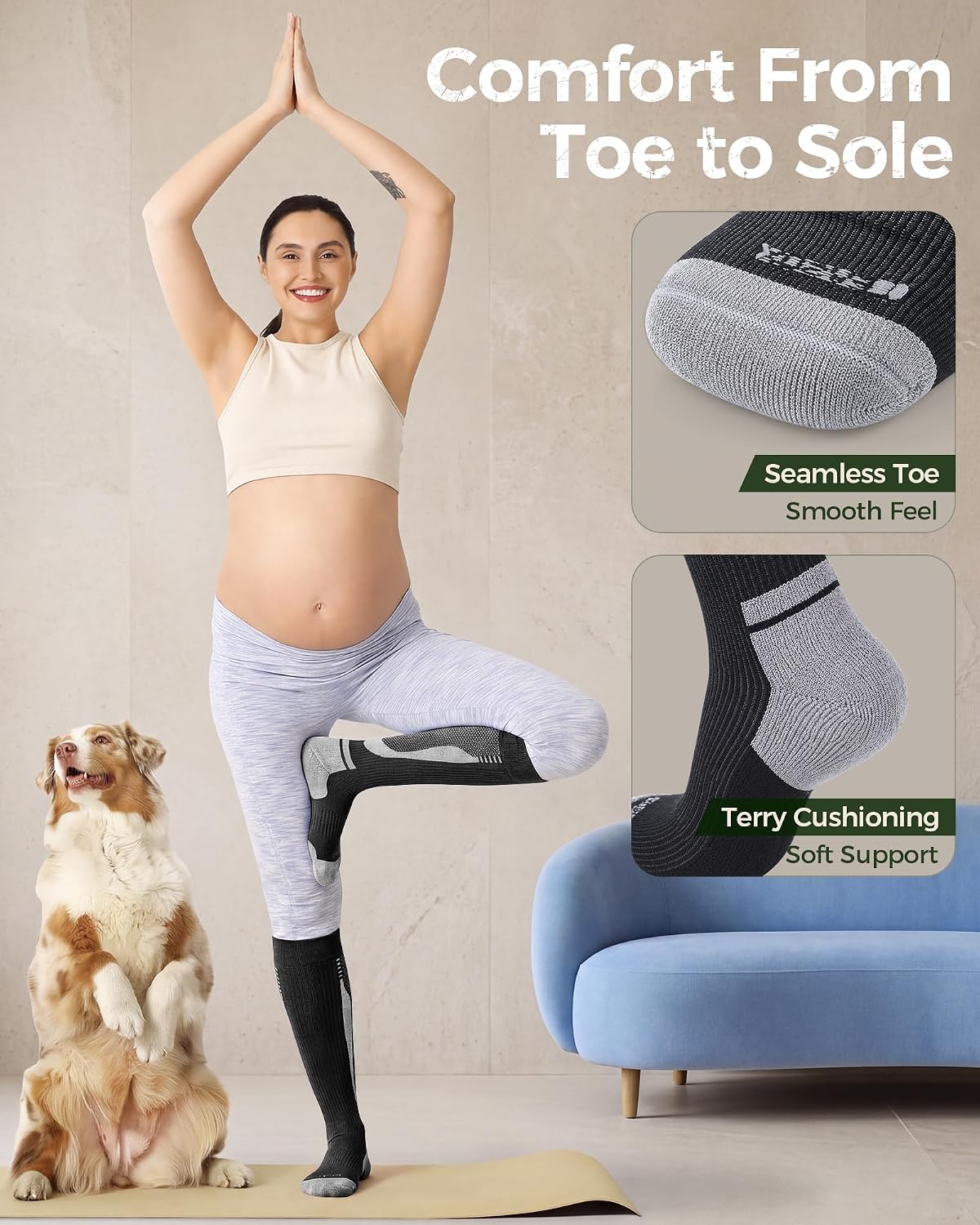 LEVSOX Bamboo Viscose Compression Socks for Women and Men for Flying