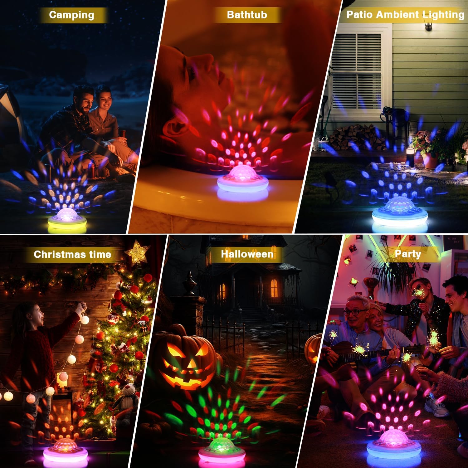 Solar Floating Pool Lights(2 PACK), USB Rechargeable Pool Lights, 6.69 Inch IP68 Waterproof Pool Lights That Float 6 Dynamic Modes with Remote Upper and Lower Glow 2600mAh Hangable Light for Pond