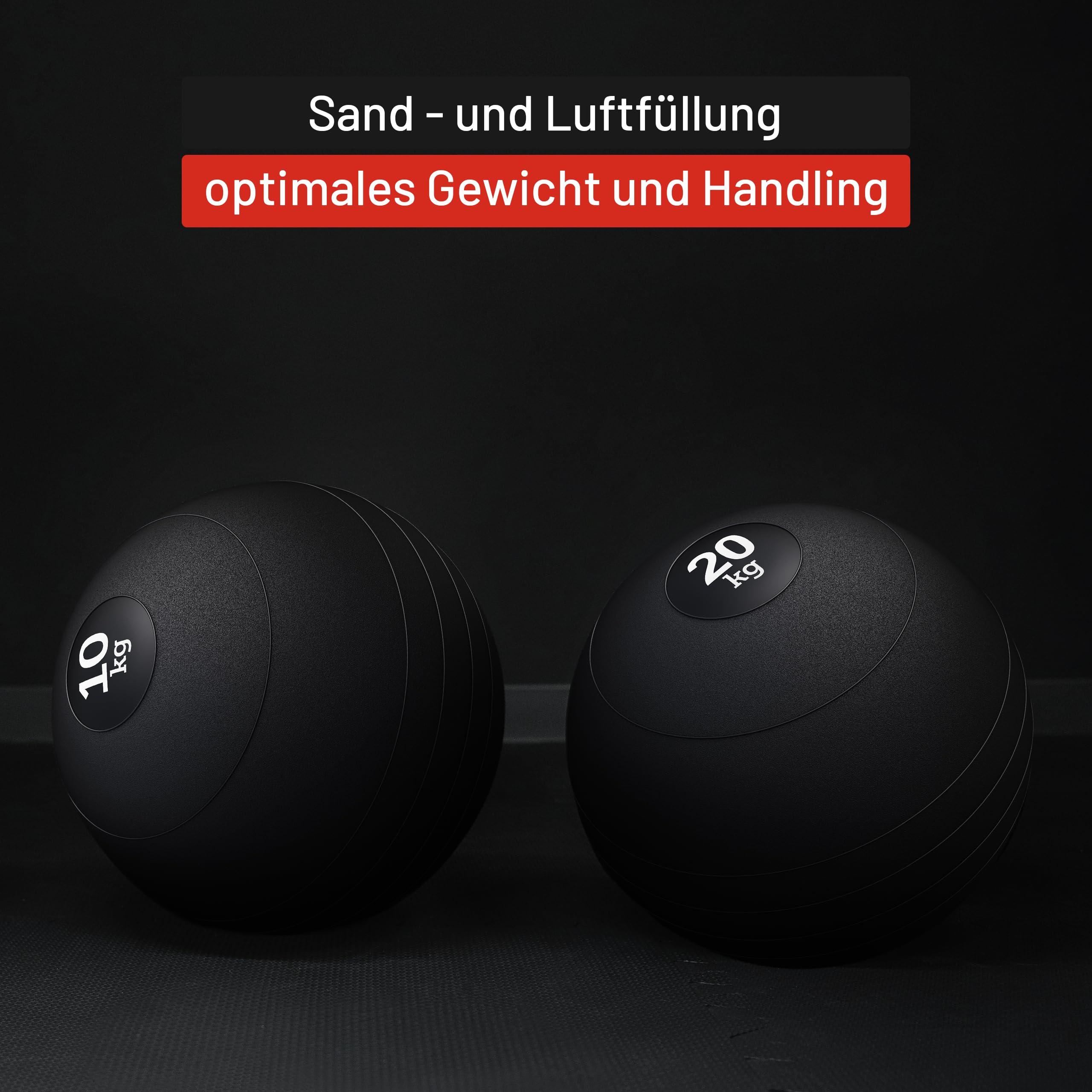 Gorilla Sports® Slam Ball - 3kg, 5kg, 7kg, 10kg, 15kg, 20kg Poids, Individuel/Ensemble, Antidérapante, Noir - Medecine Ball, Balles de Poids, Musculation, pour Fitness, Gym, Domicile, Entraînement