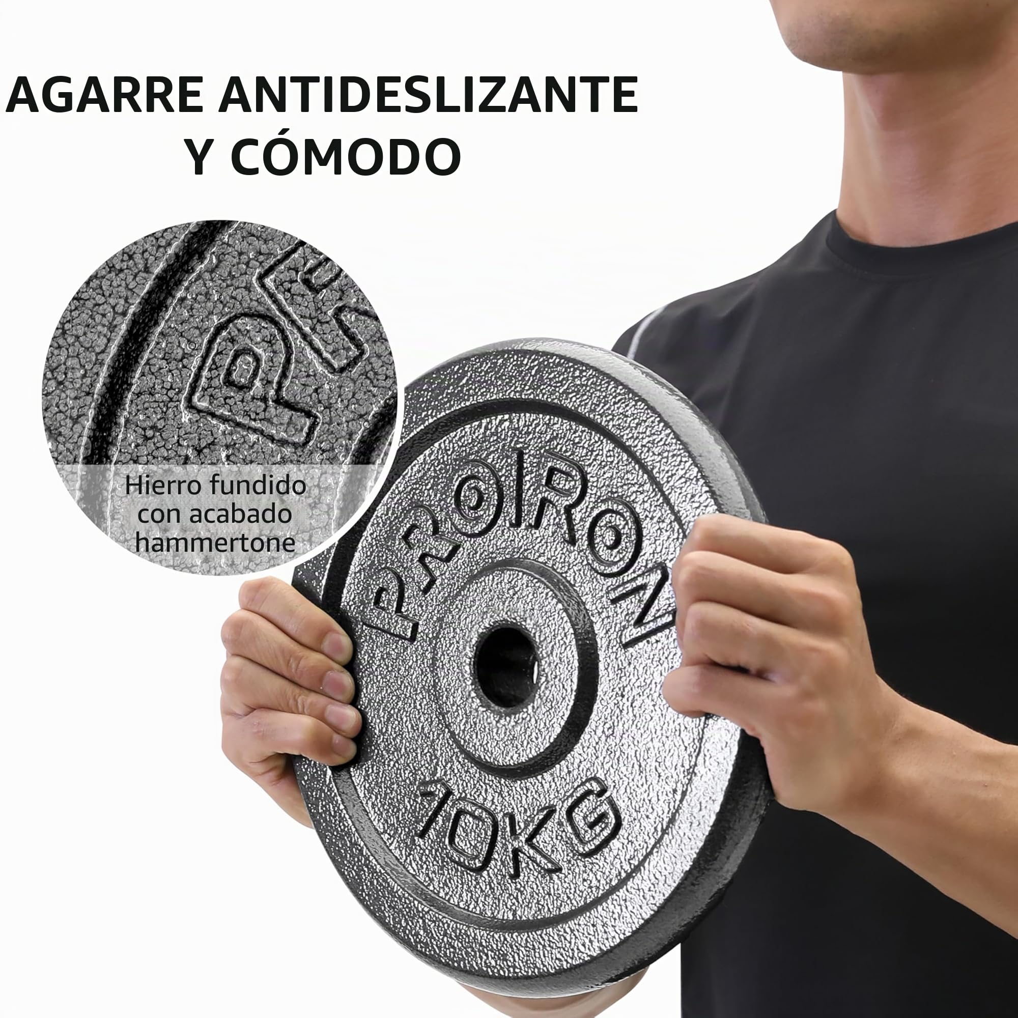 PROIRON Discos Pesas, Ø25mm - Hierro Fundido Placas de Discos Peso para Pesas y Mancuernas 1.25/2.5/5/10kg