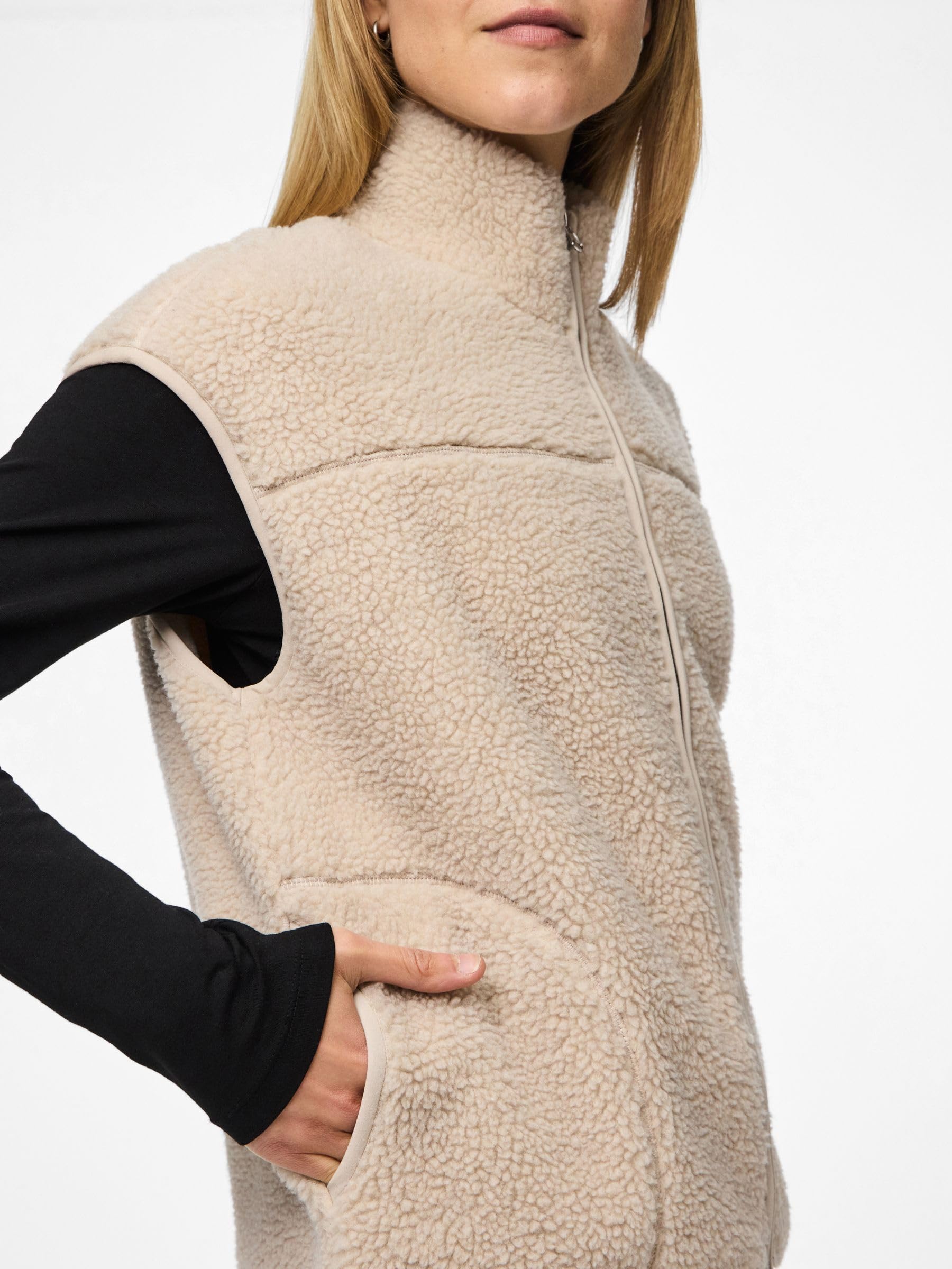 PIECES Pcsadia Teddy Vest Noos Bc Pcsadia - Gilet Teddy Noos Bc Donna (Pacco da 1)