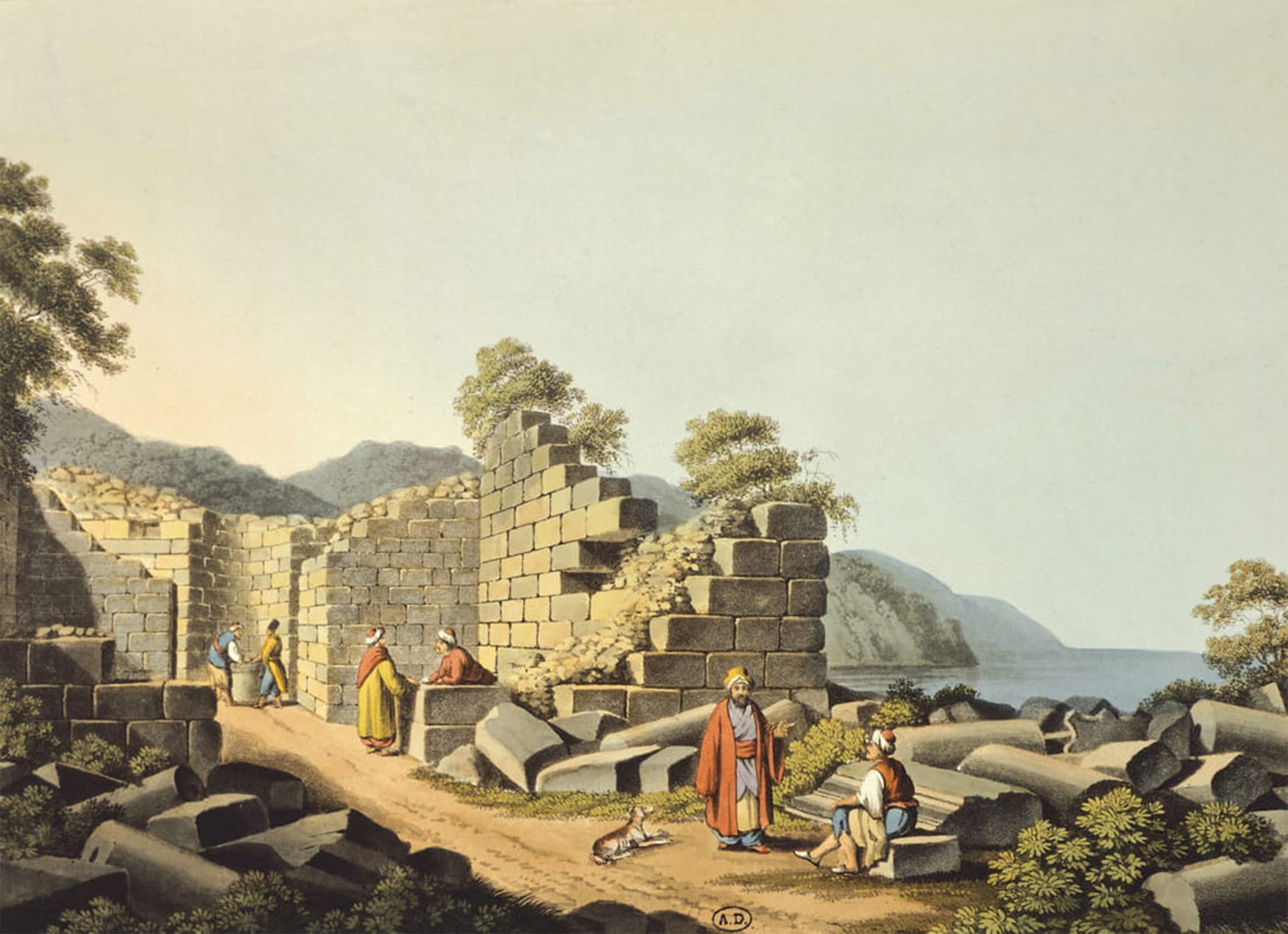 SERENDIPITP Abstract Painting Mural Print Picture Wall Decor Painting Greece Samos Island Ruins of Ancient Temple by Mayer Vintage Wall Artwork for Home Decor 60x90cm