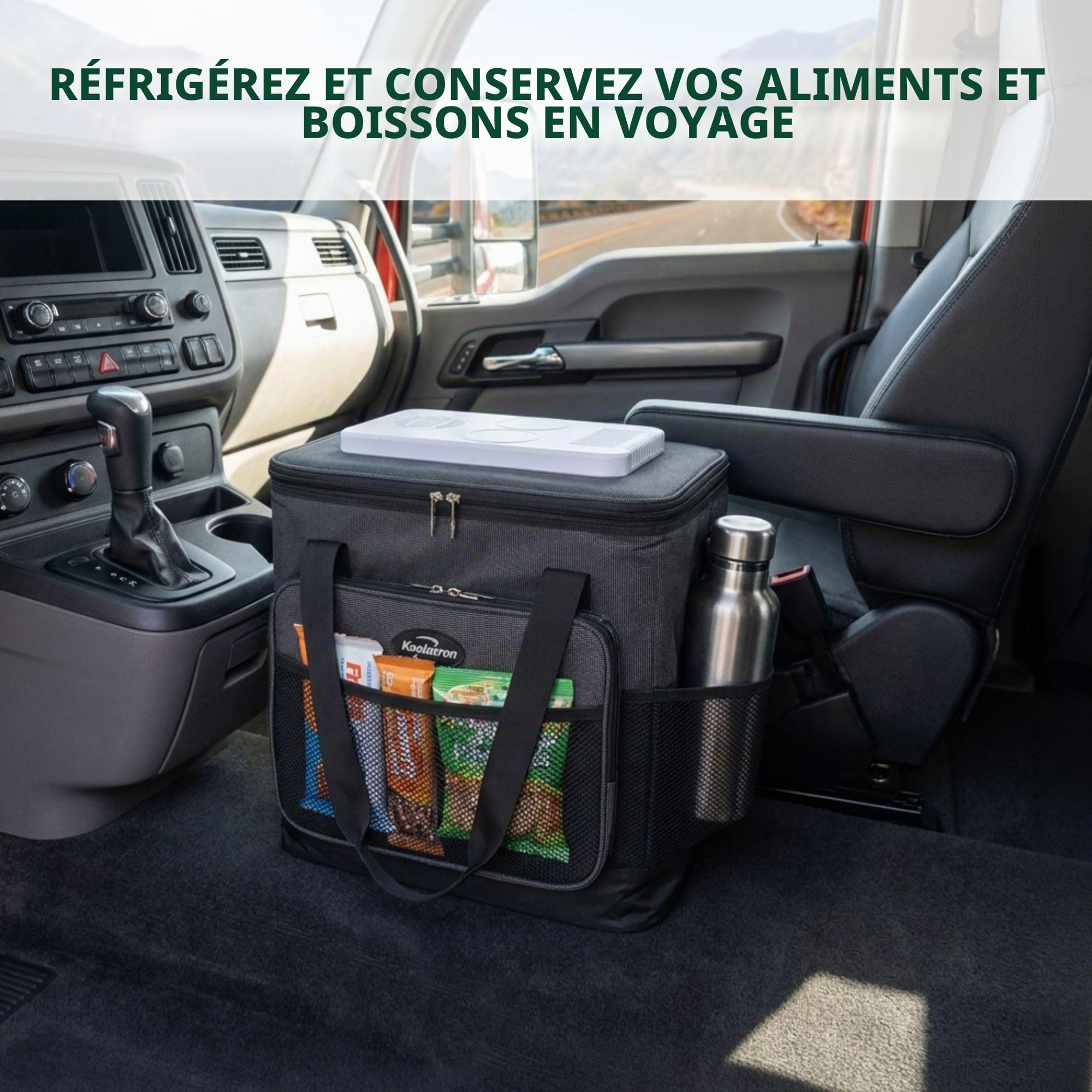 Koolatron Sac Isotherme 25L Glacière Électrique Glacière Portable 12V Mini Réfrigérateur Étanche Voiture Bandoulière Réglable Sacs Souples pour Déjeuner Boissons Camping