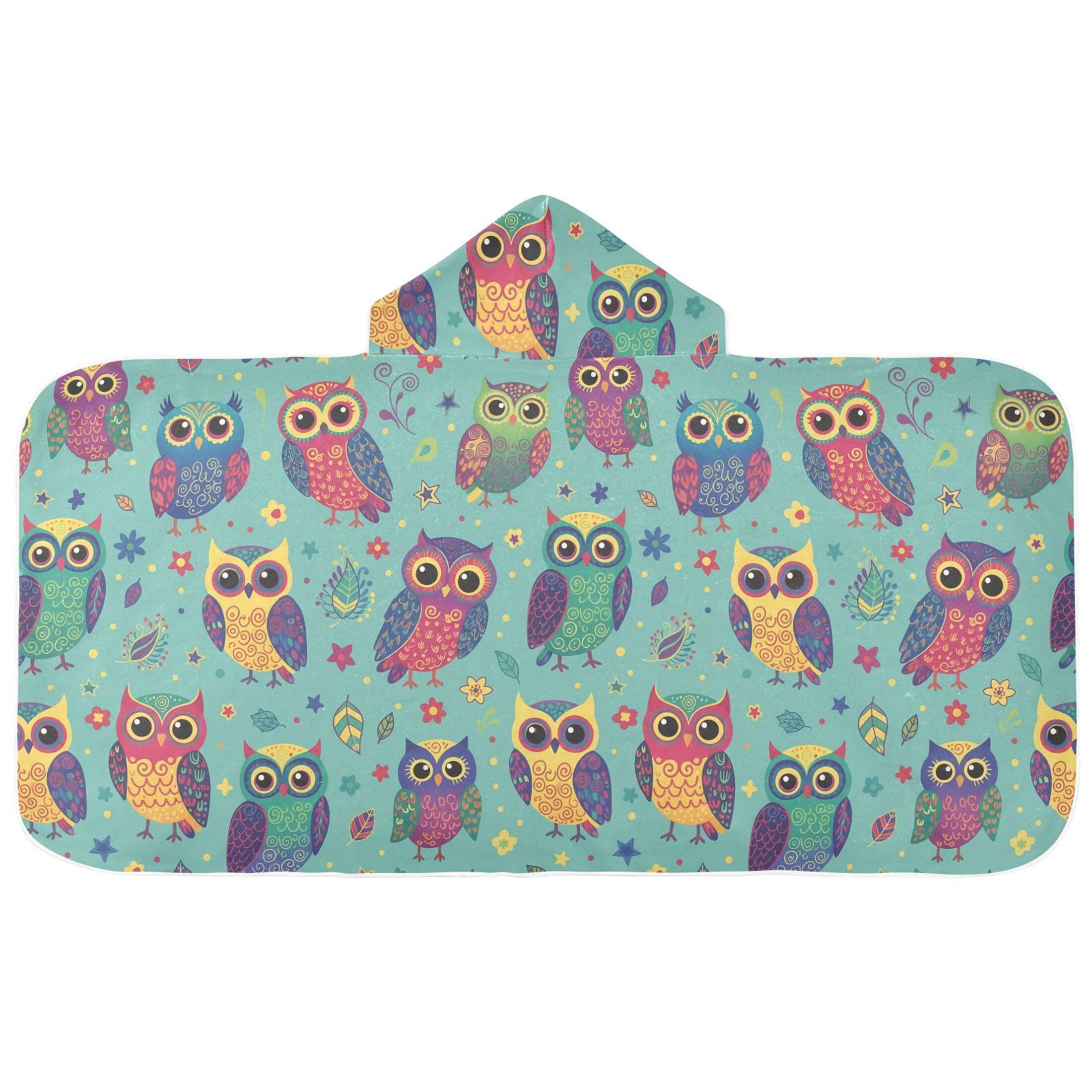 Fuauuyl Retro Owls Hooded Baby Bath Towel Soft & Breathable Towel for Newborns Infants Toddlers, Nursery Essential