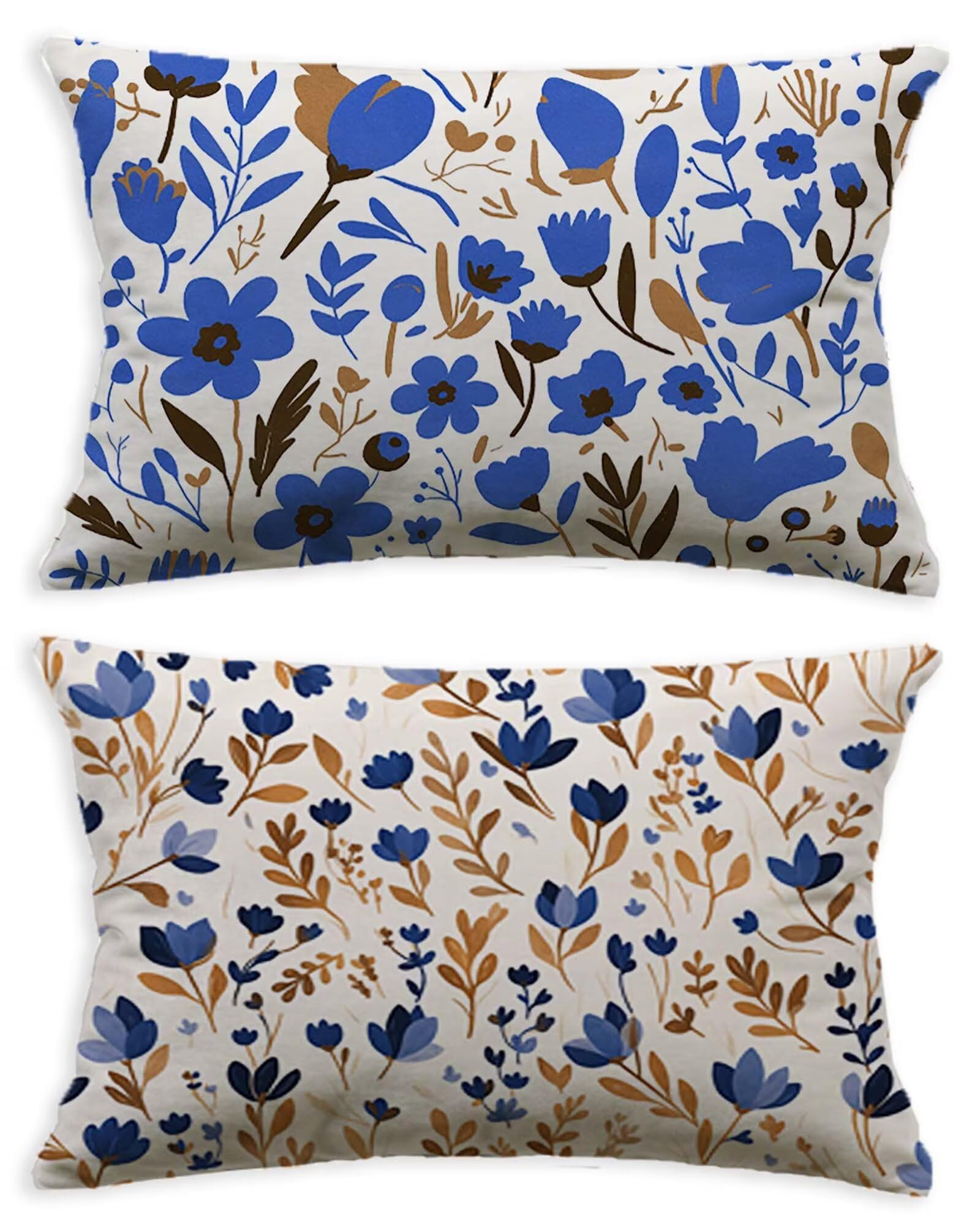 Housse de coussin bleu en velours recto verso : protégez vos oreillers rectangulaires avec style