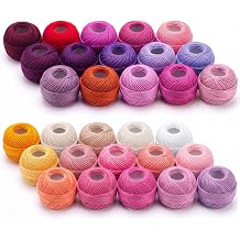 Pearl Cotton Thread Balls 10 Grams, Size 8, Berry Color, 30 Pcs